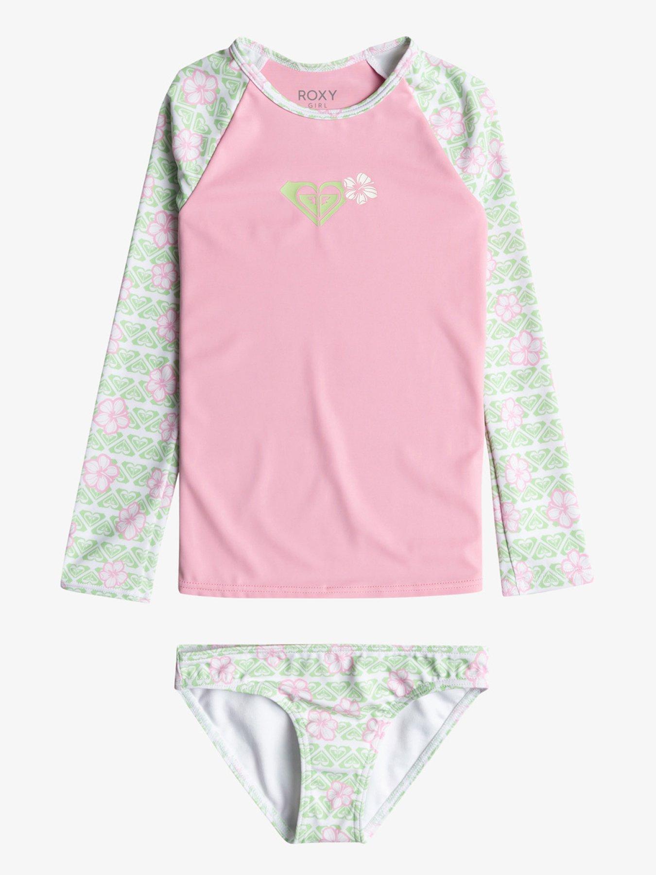 undefined Girls Long Sleeve Rashguard Set With Upf 50 Sun Protection - White