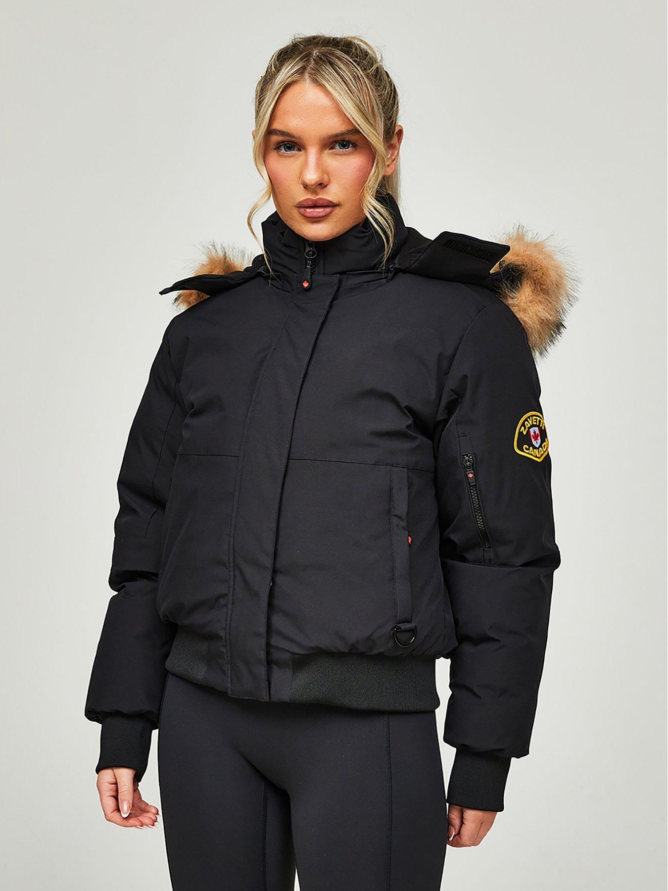 undefined Olivia Hooded Bomber Jacket - Black