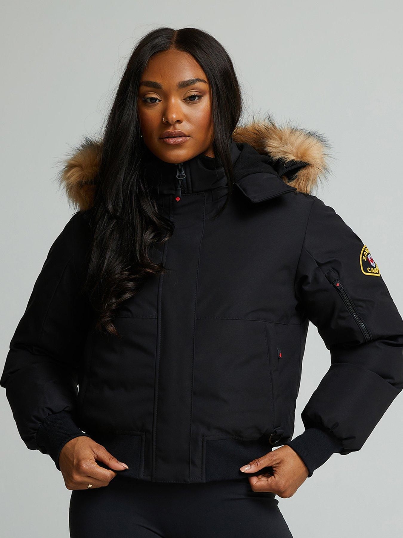 undefined Olivia Hooded Bomber Jacket - Black