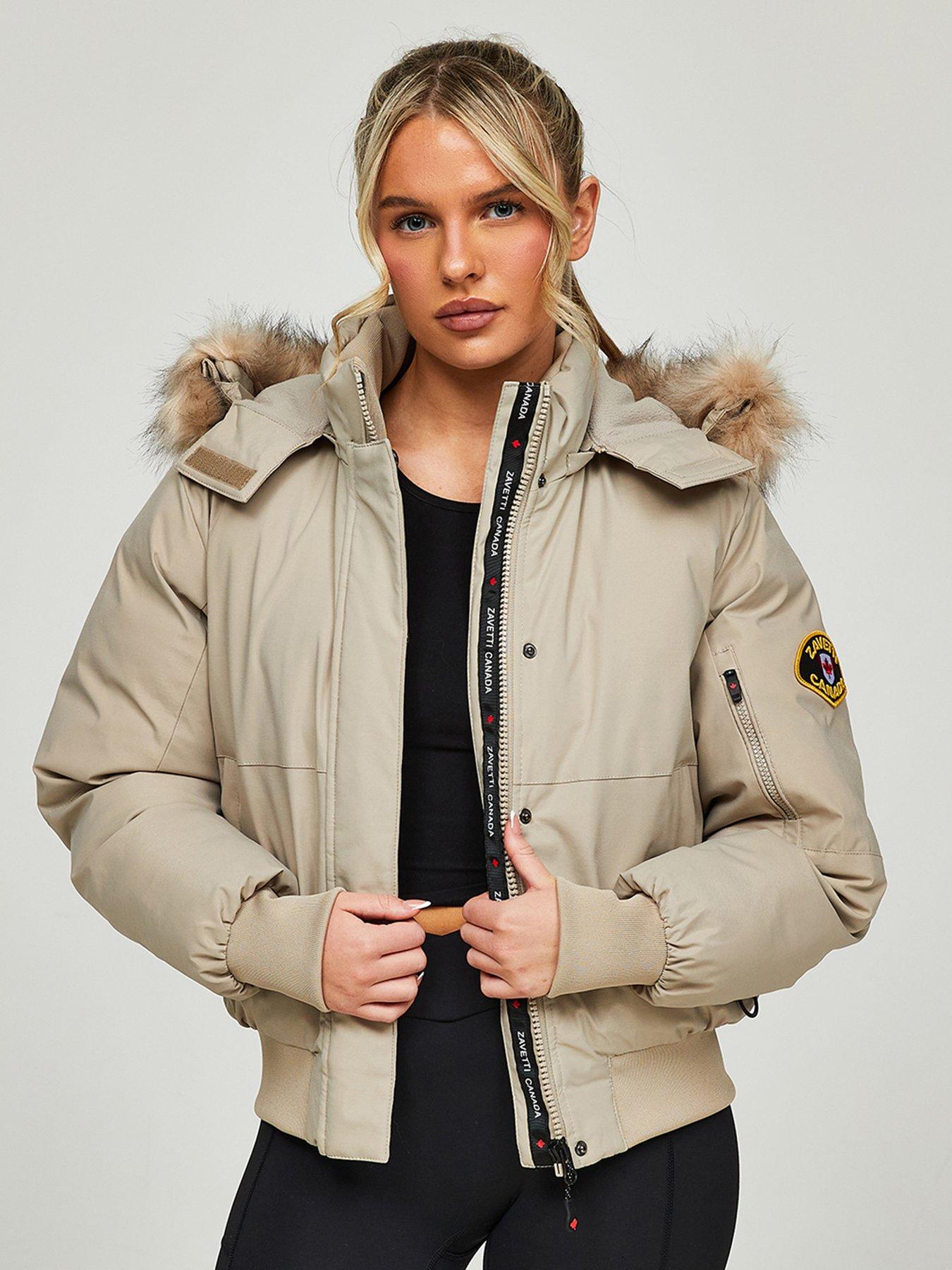 Zavetti Canada Olivia Hooded Bomber Jacket Beige Littlewoods