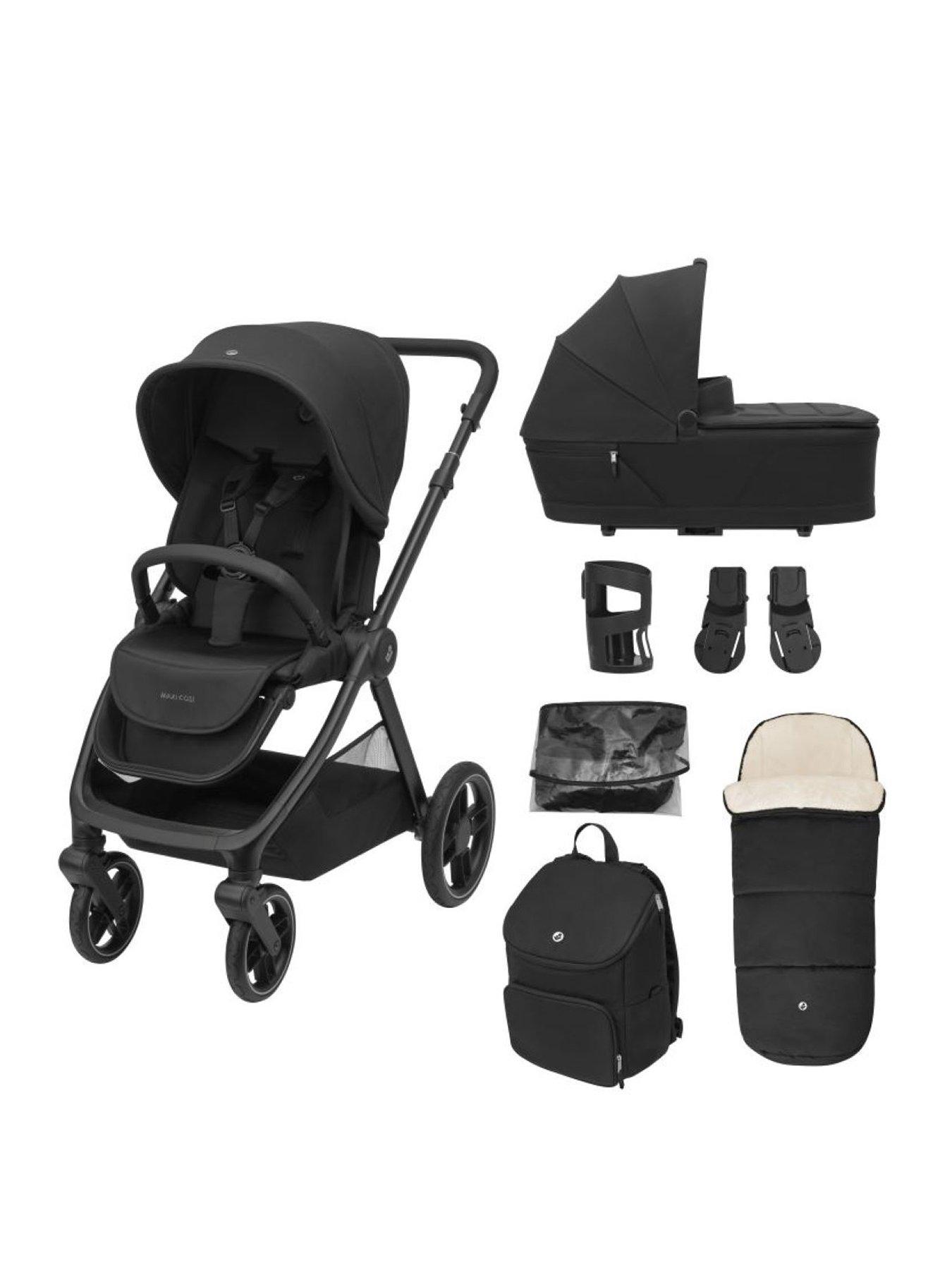 undefined Oxford 7 Piece Essential Bundle Twillic Black (Stroller, Carrycot, Back Pack, Footmuff, Cupholder, CRS Adapters  &  Raincover)