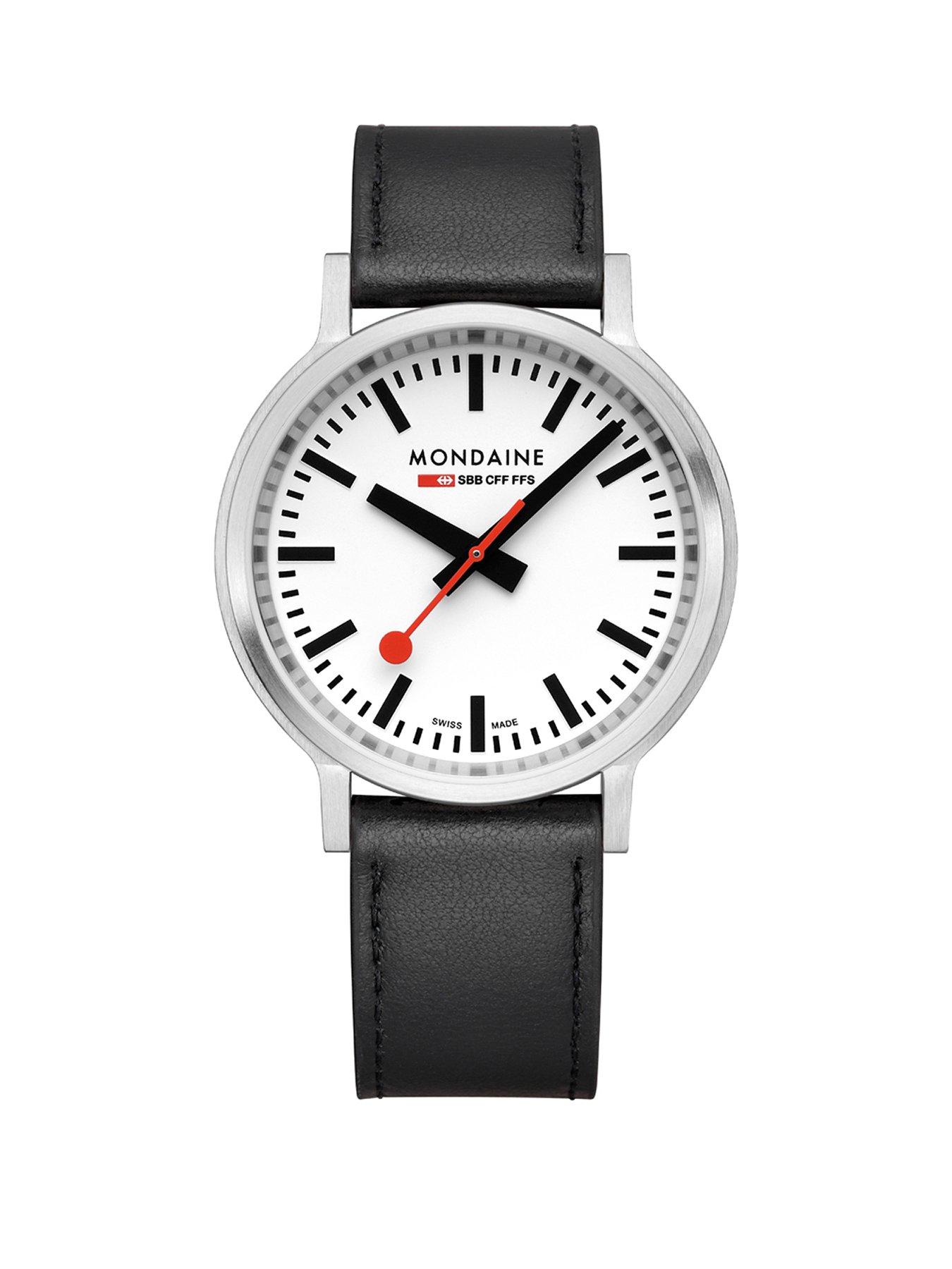  image of mondaine-stop2go-backlight-white-dial-watch-grape-leather