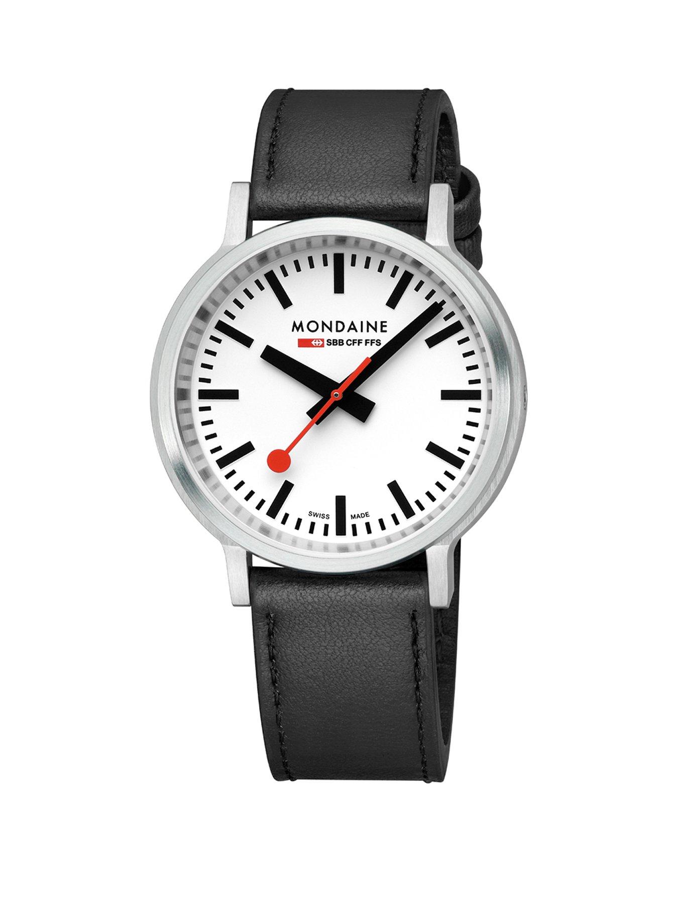  image of mondaine-stop2go-backlight-white-dial-watch-grape-leather