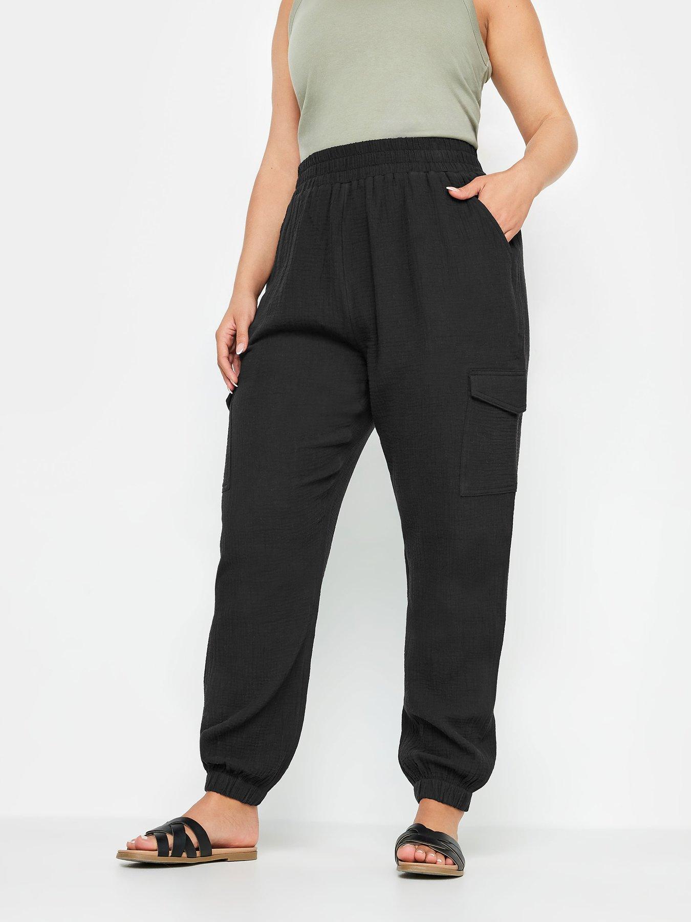 undefined Curve Cheesecloth Cuffed Jogger - Black