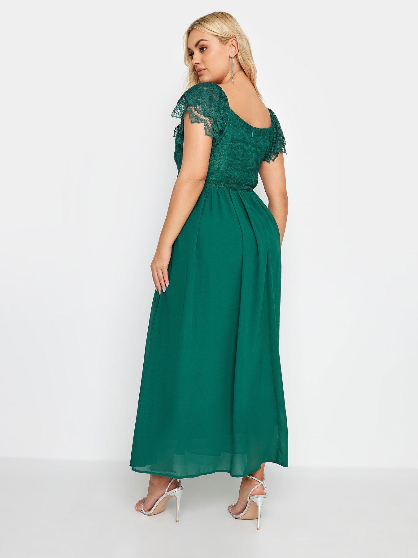 Image 2 of 4 of Yours Curve Lace Wrap Maxi Dress