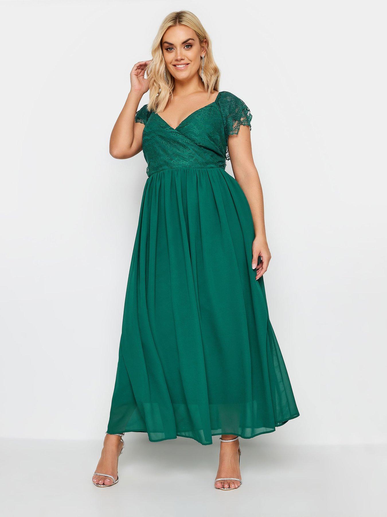 Image 3 of 4 of Yours Curve Lace Wrap Maxi Dress