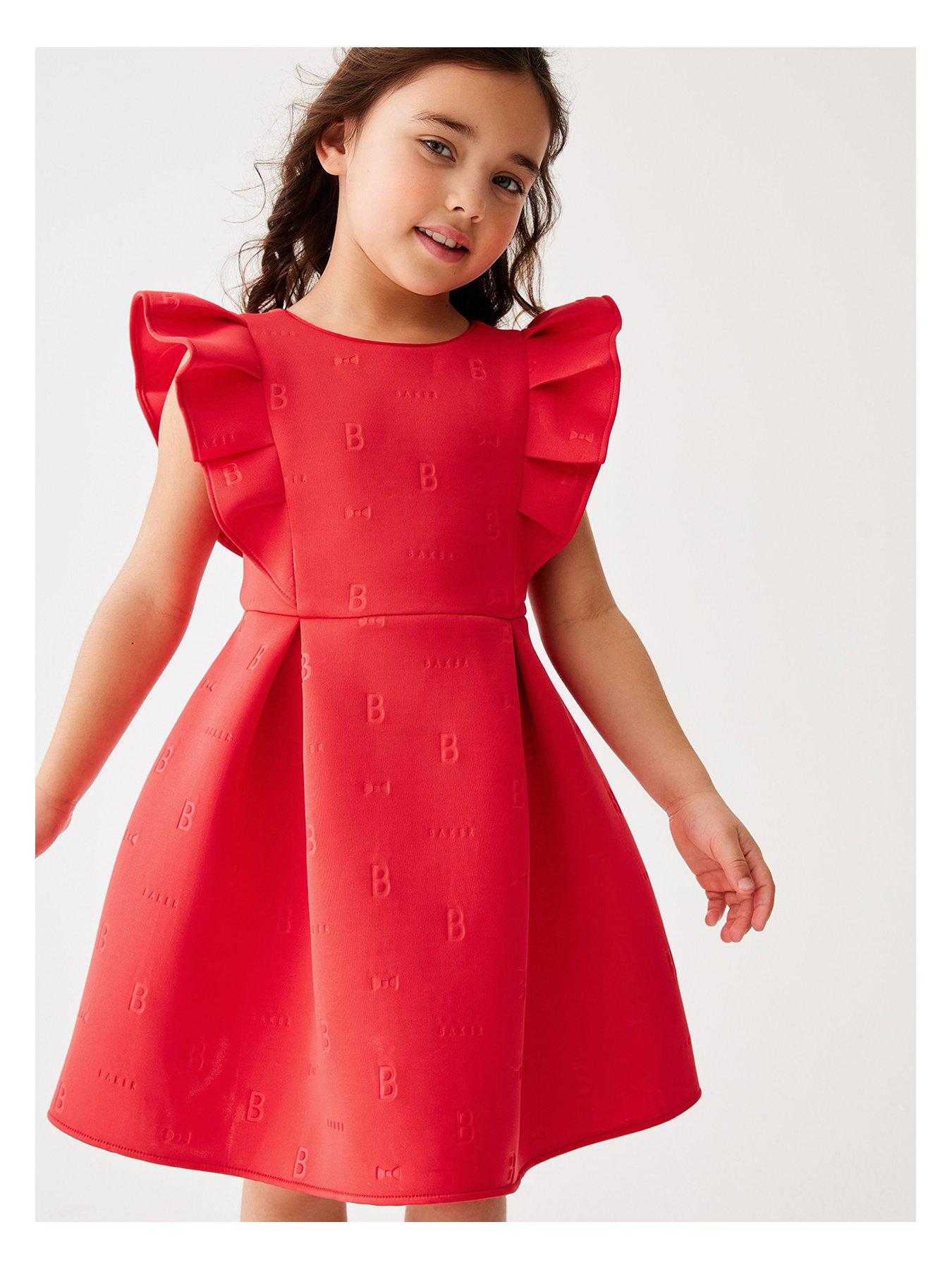 Ted Baker Girls Red Frill Scuba Dress littlewoods