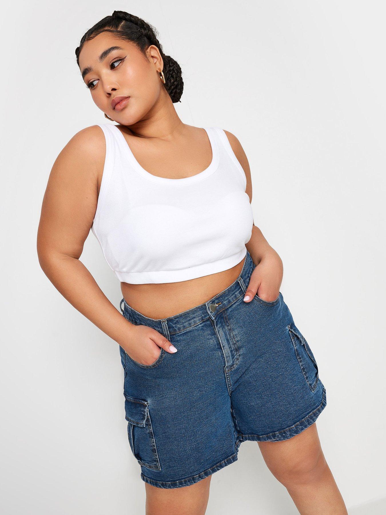 undefined Curve Cargo Elastic Waist Short Midi - Blue