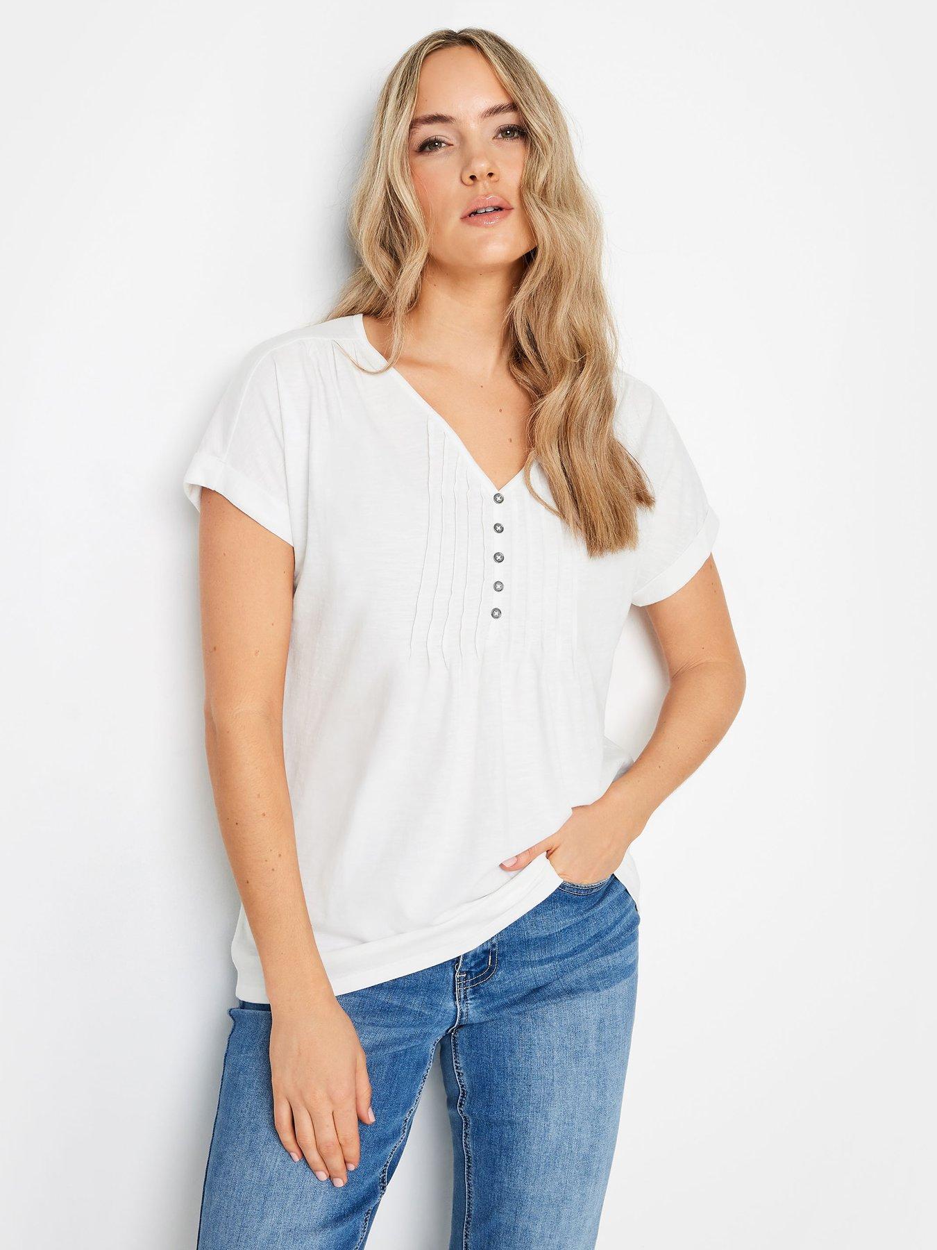 undefined Tall Ivory Short Sleeve Pintuck Shirt