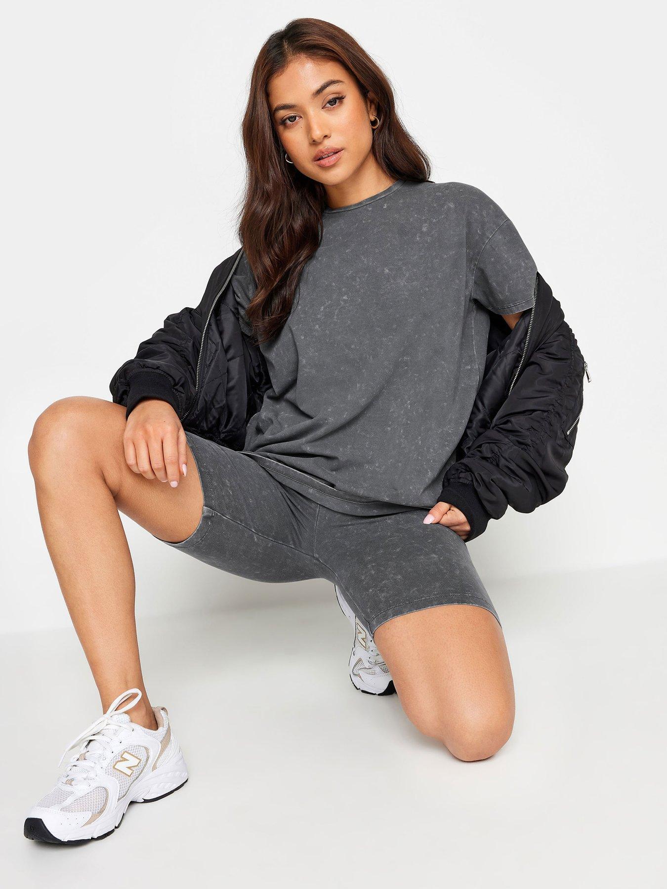 Image 1 of 4 of PixieGirl Petite Acid Wash T-Shirt Short Set