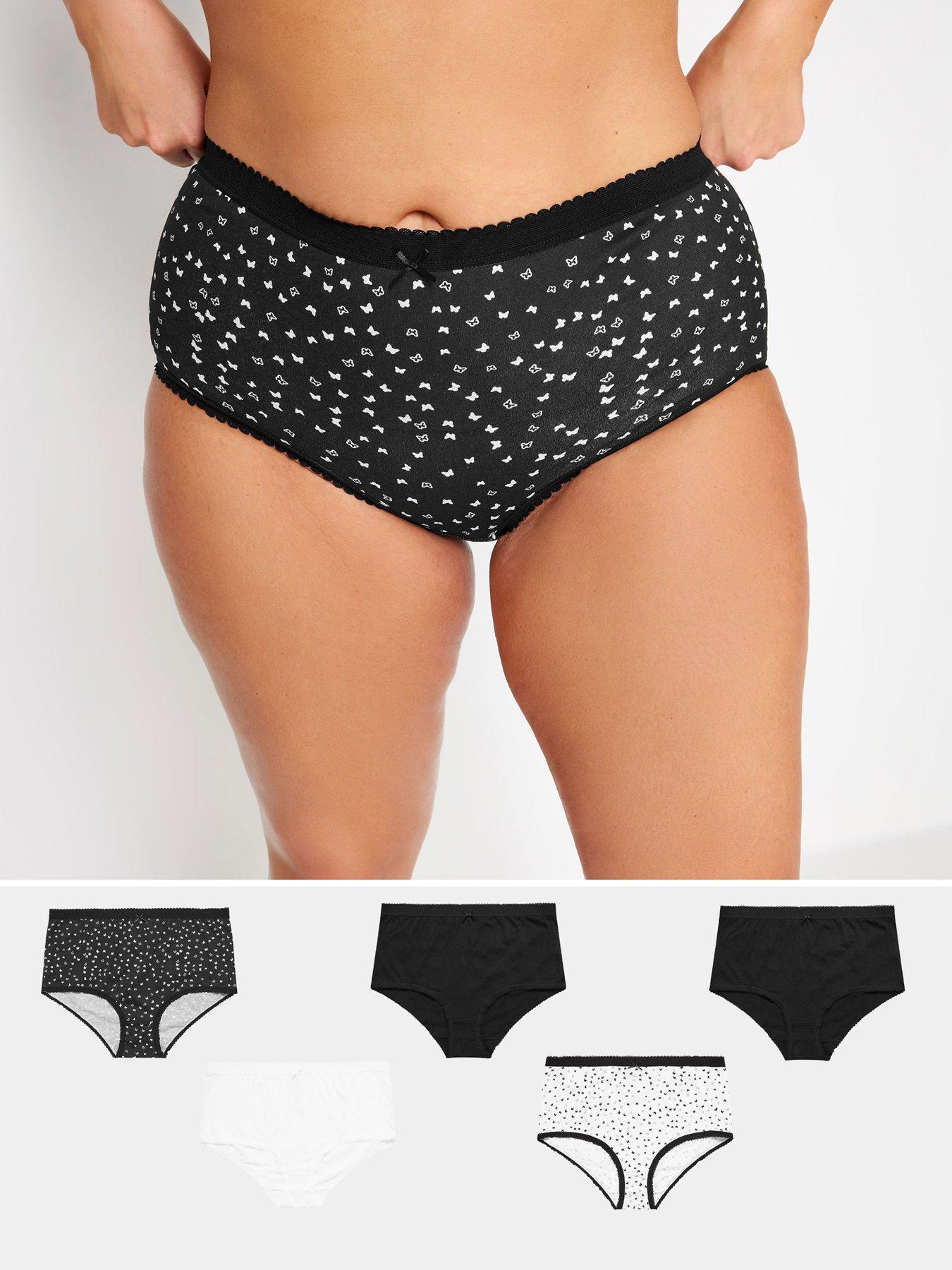Image 1 of 3 of Yours Curve 5 Pack Butterfly Mono Briefs