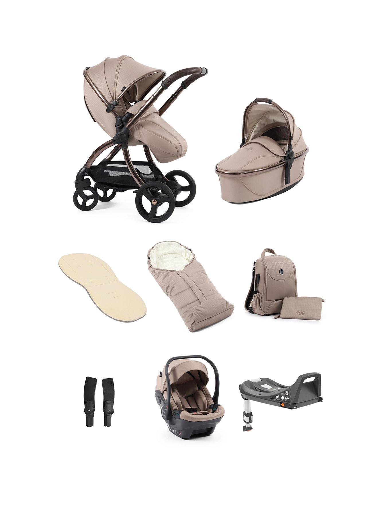 undefined egg3 Luxury Bundle with Egg Shell Car Seat - Houndstooth Almond