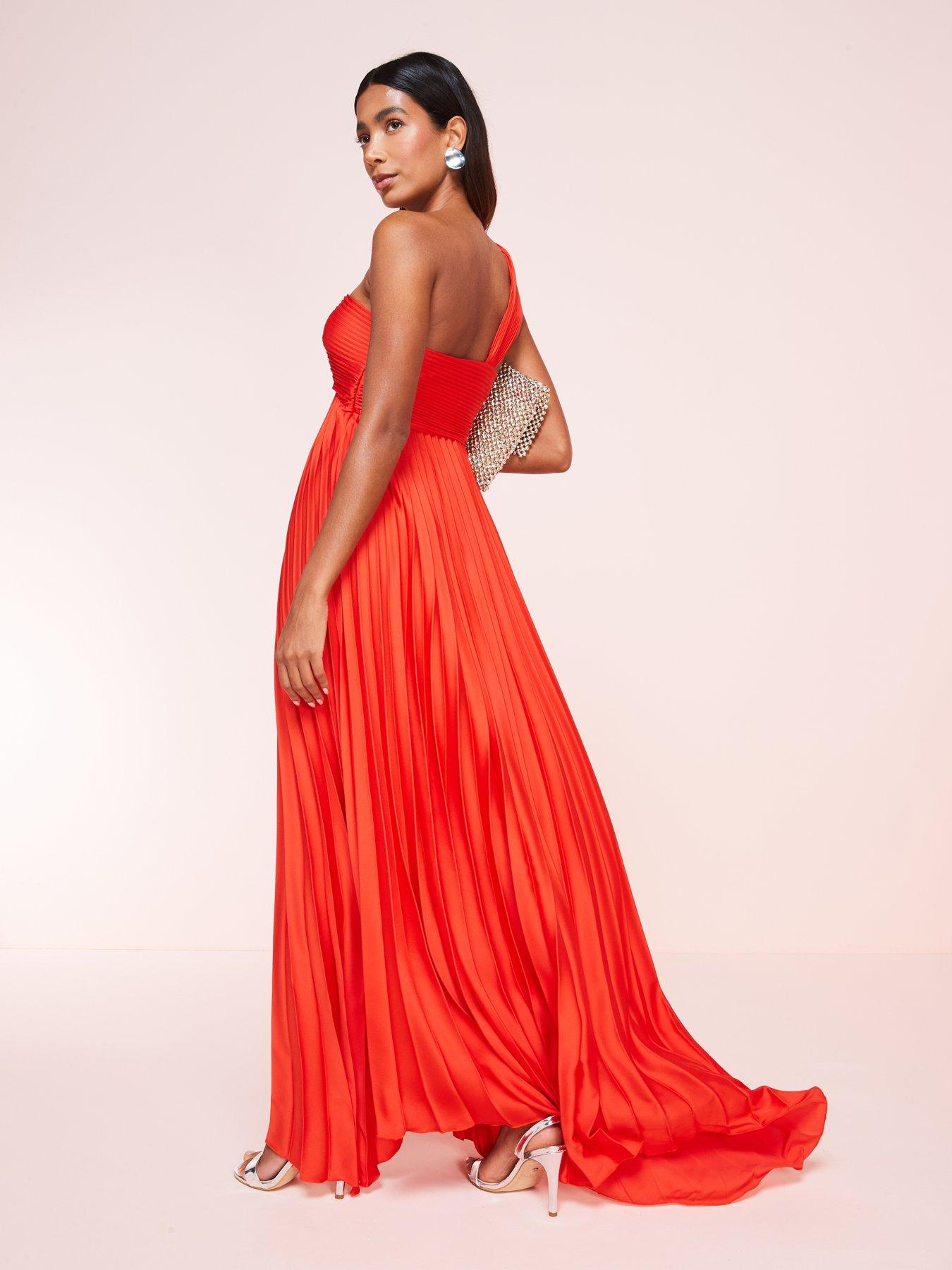 Mango red pleated dress sales