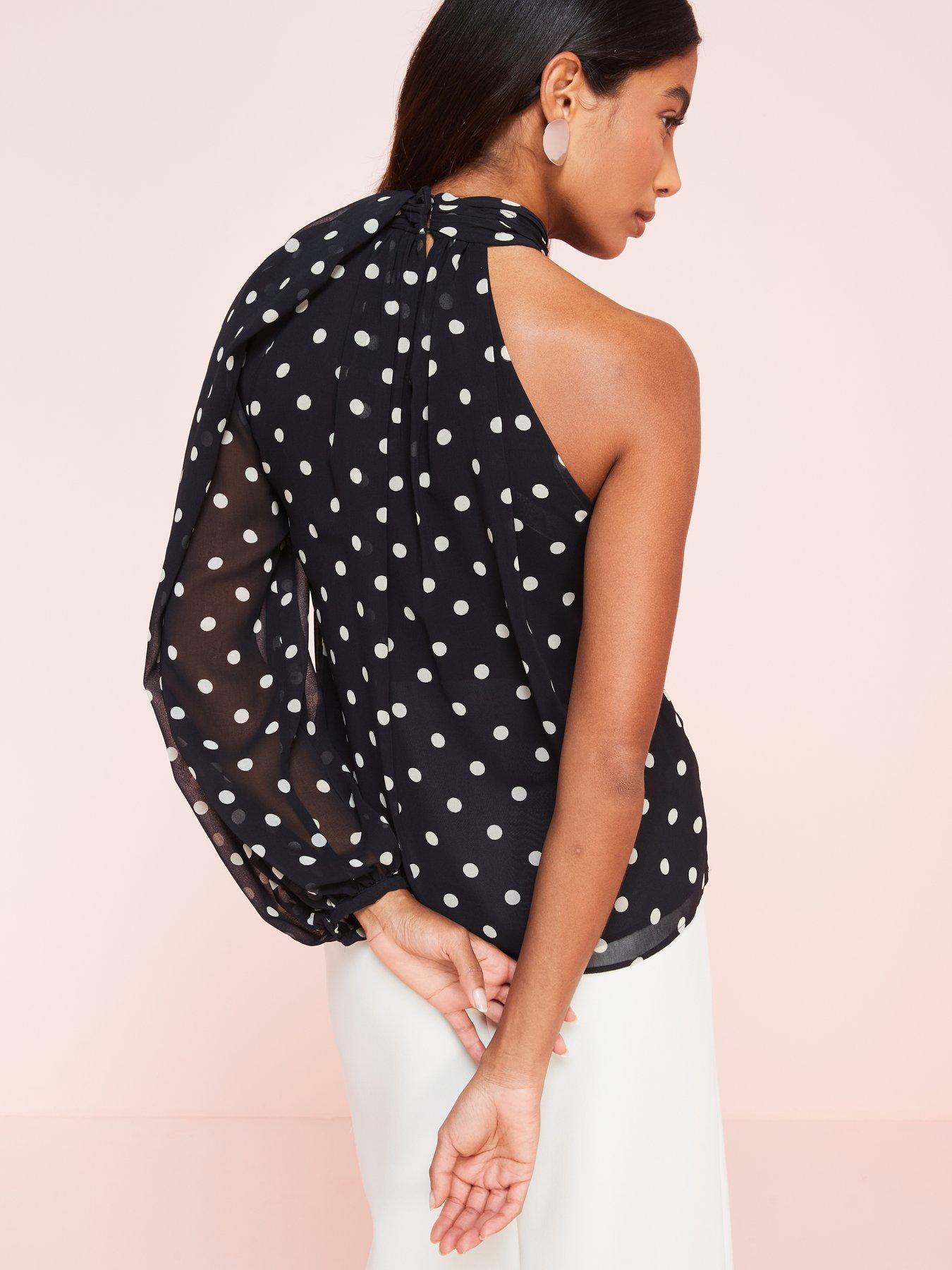 Mango Polka Dot One Shoulder Blouse littlewoods