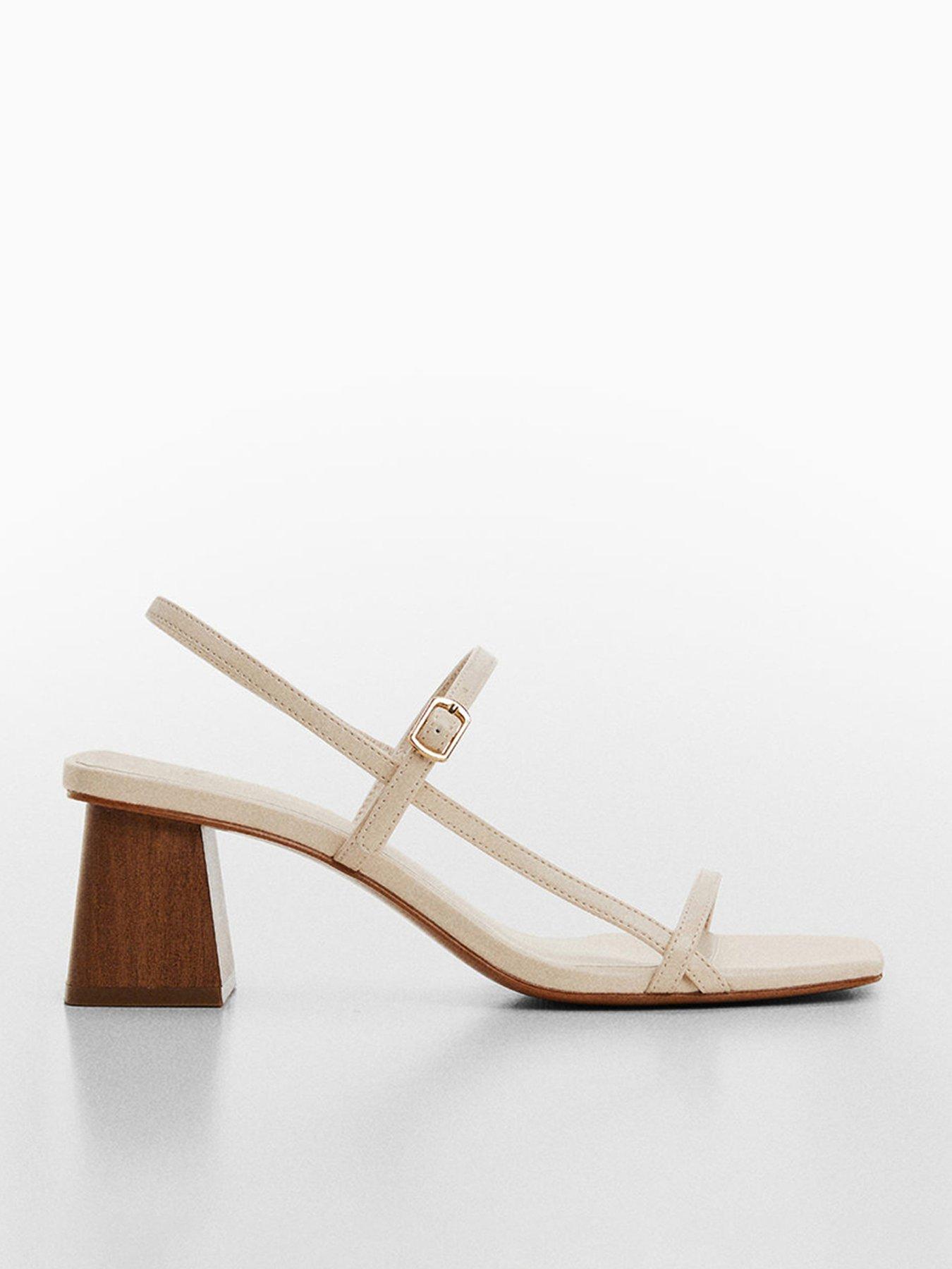 undefined Cream Buckle Square Toe Block Heel