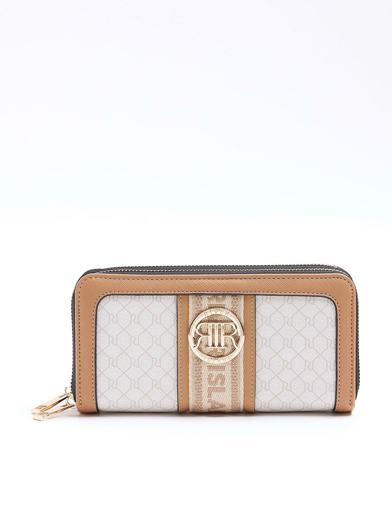 Double Zip Around Purse White