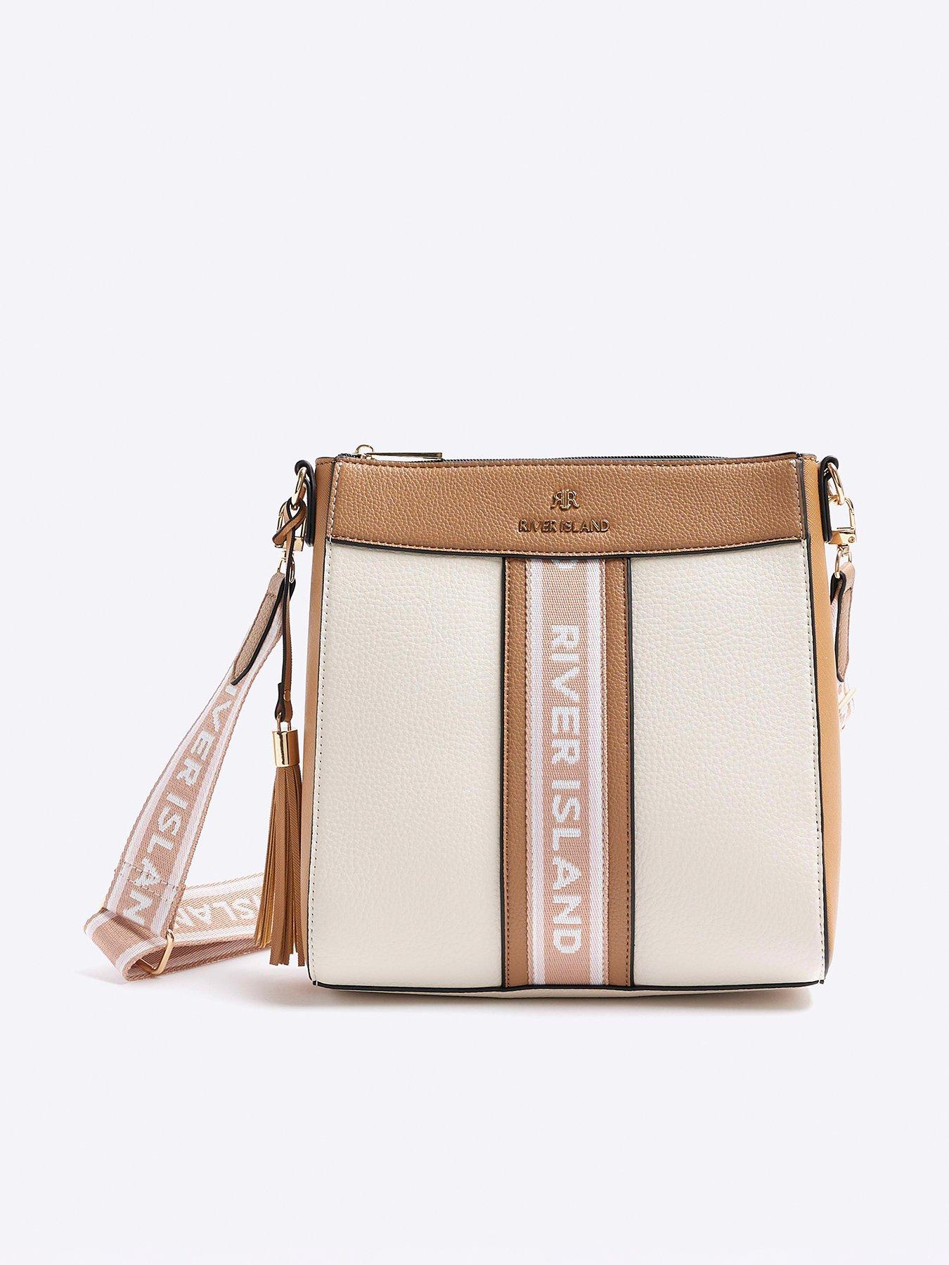 River Island Webbing Front Messenger Bag Cream littlewoods