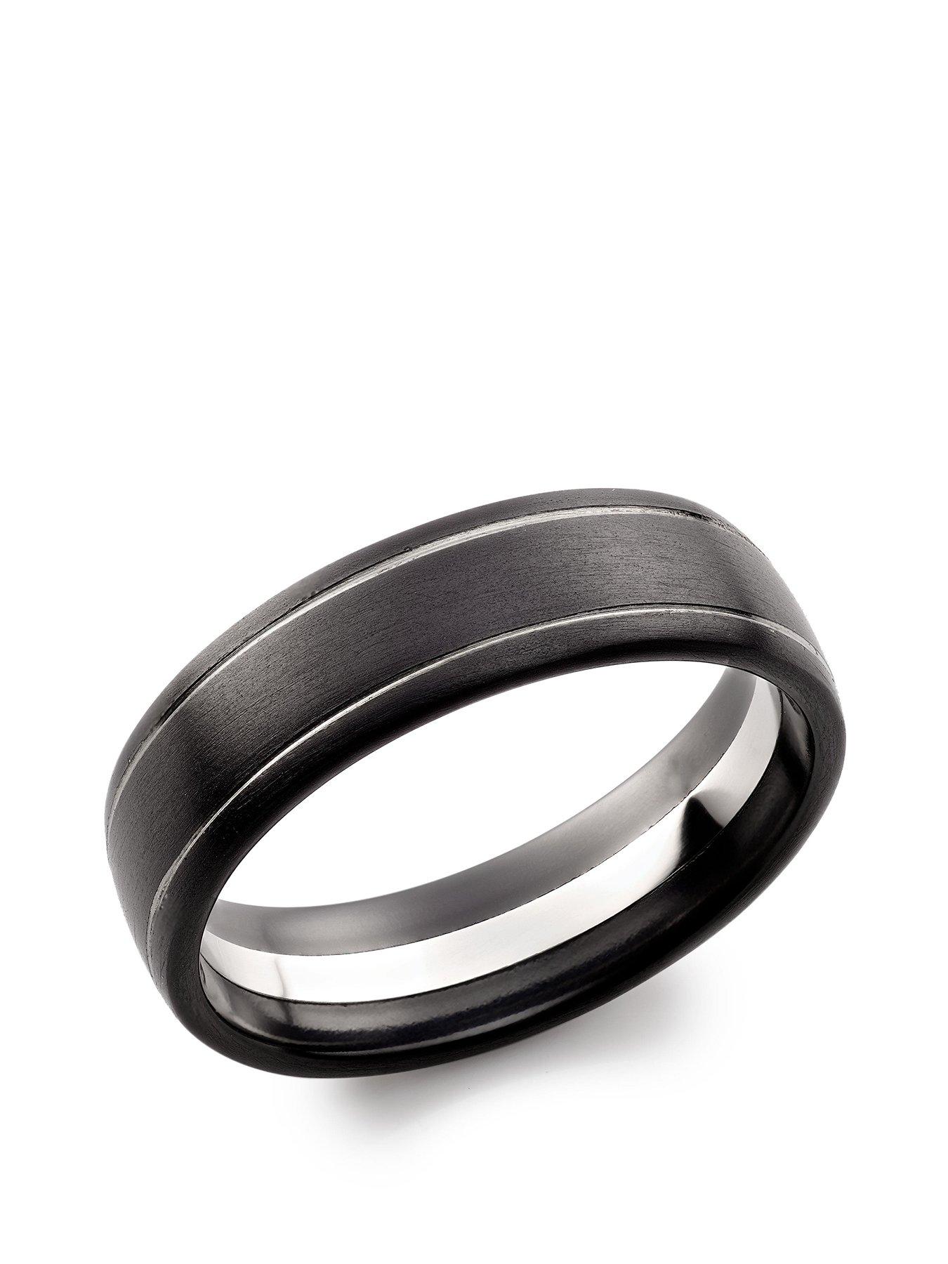 undefined Platinum and Zirconium Black 7mm Wedding Ring