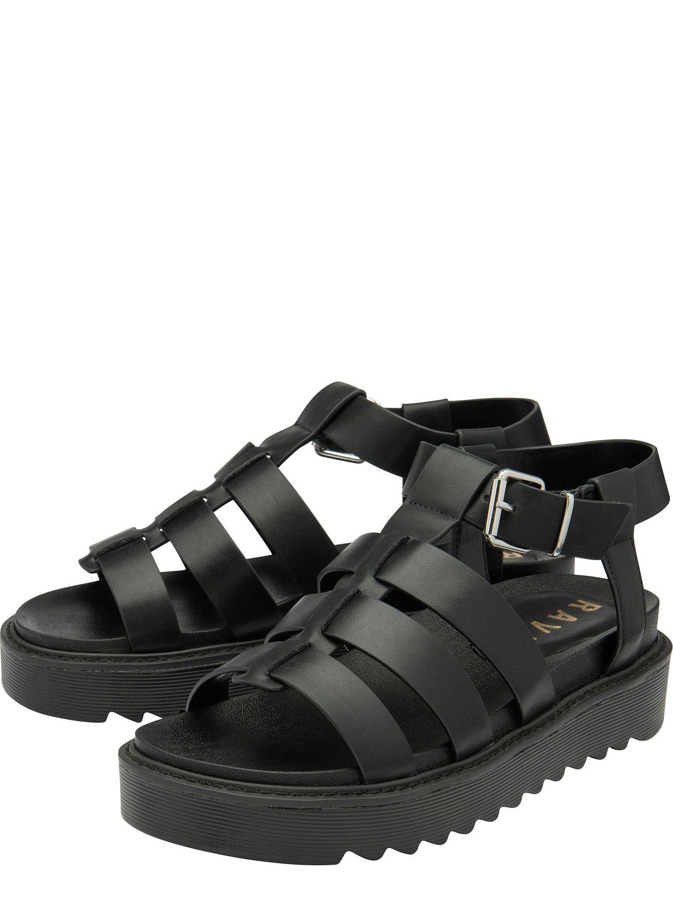  image of ravel-oakley-gladiator-flatform-wedged-sandals-black