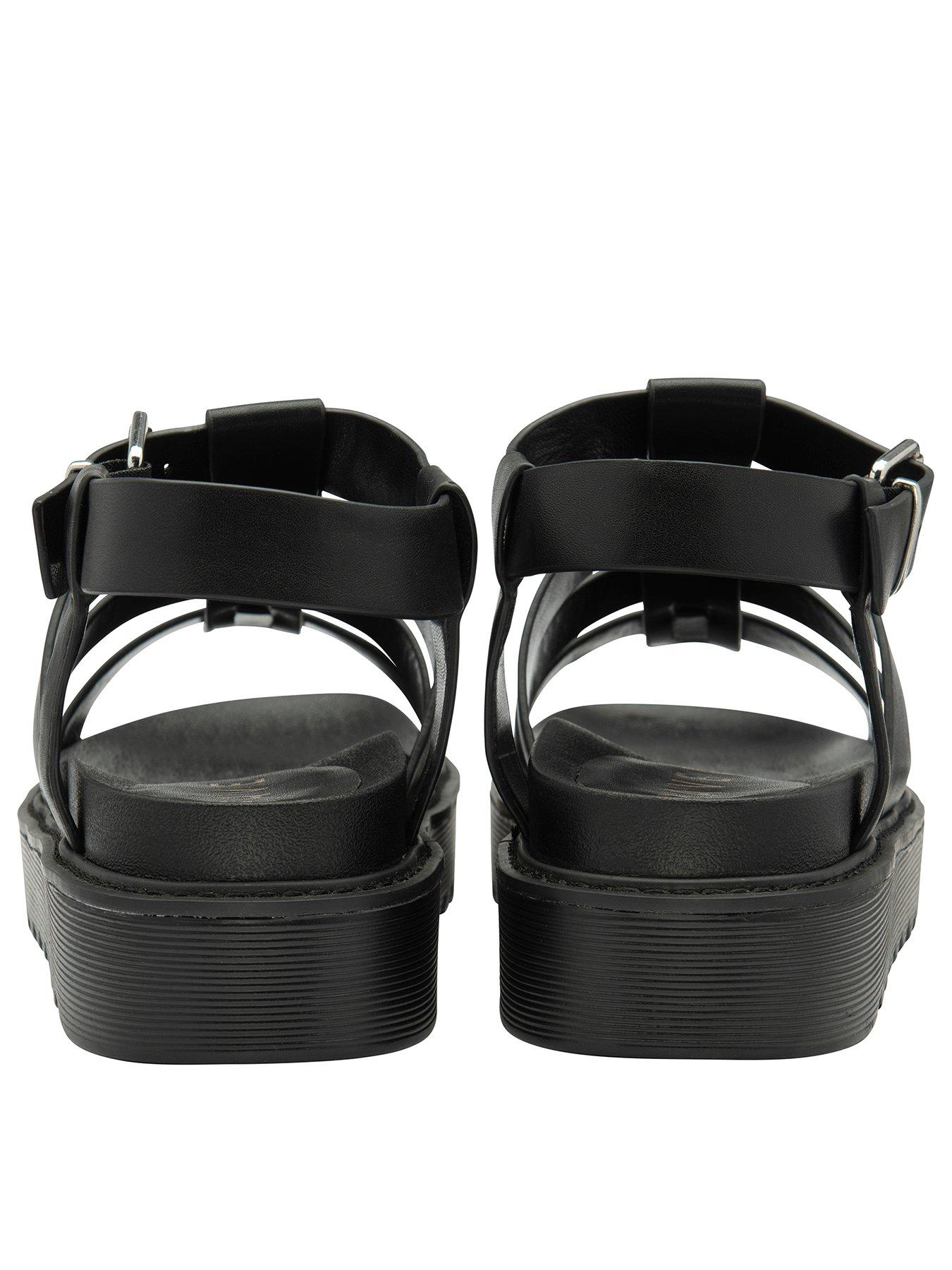  image of ravel-oakley-gladiator-flatform-wedged-sandals-black