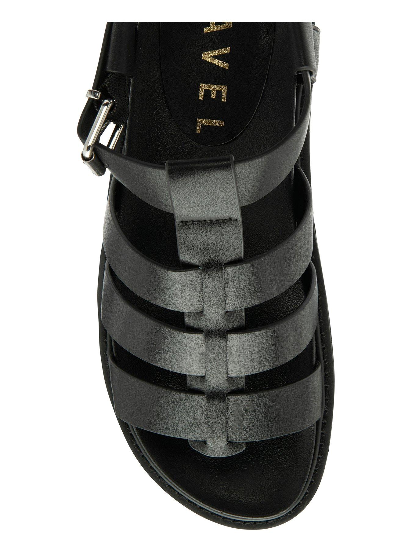  image of ravel-oakley-gladiator-flatform-wedged-sandals-black