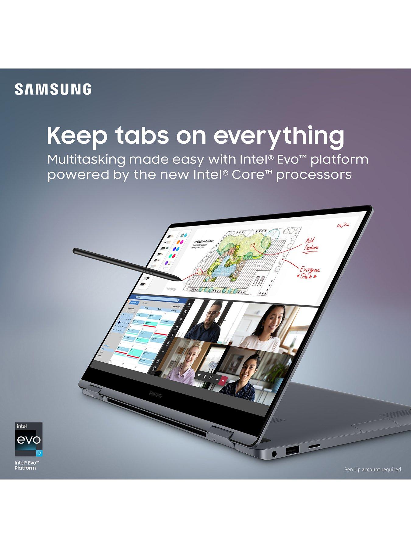  image of samsung-galaxy-book4-360-2024-touchscreen-laptop-156in-fhd-intel-core-5nbsp8gb-ramnbsp256gb-ssd-grey