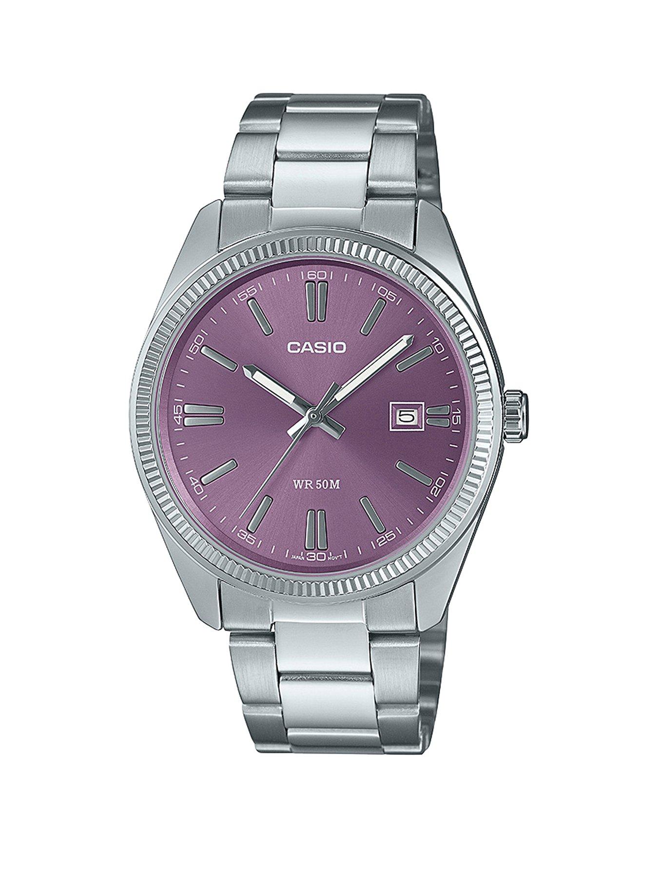 undefined MTP-1302PD-6AVEF Stainless Steel Lilac Dial Bracelet Watch
