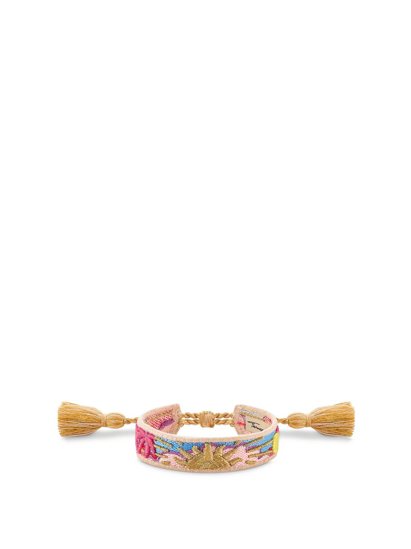 undefined Womens Multicoloured Charm club woven festival bracelet, adjustable, side fastening with tassels