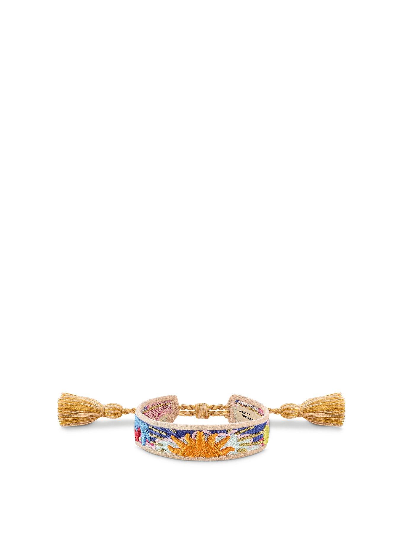 undefined Womens Multicoloured Charm club woven festival bracelet, adjustable, side fastening with tassels
