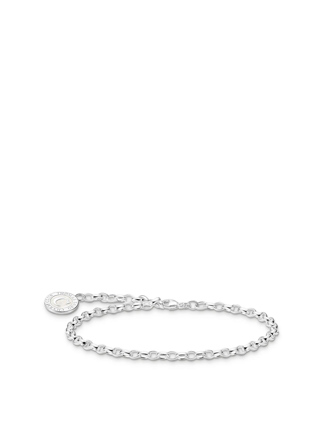  image of thomas-sabo-versatile-thomas-sabo-charm-bracelet-polished-925-silver-wide-links-customizable-hand-painted-charmista-coin-adjustable-length