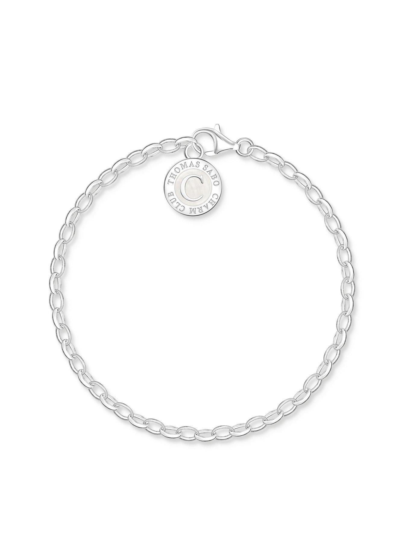  image of thomas-sabo-versatile-thomas-sabo-charm-bracelet-polished-925-silver-wide-links-customizable-hand-painted-charmista-coin-adjustable-length