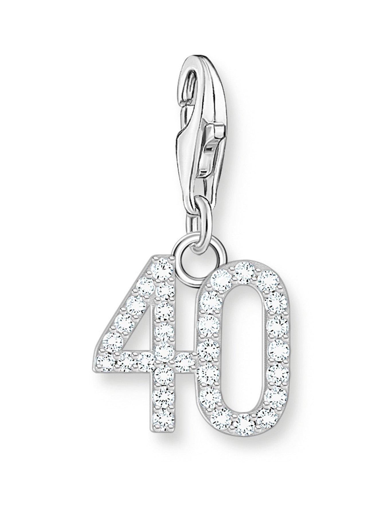 undefined Charm Number 40 - 925 Silver and Zirconia