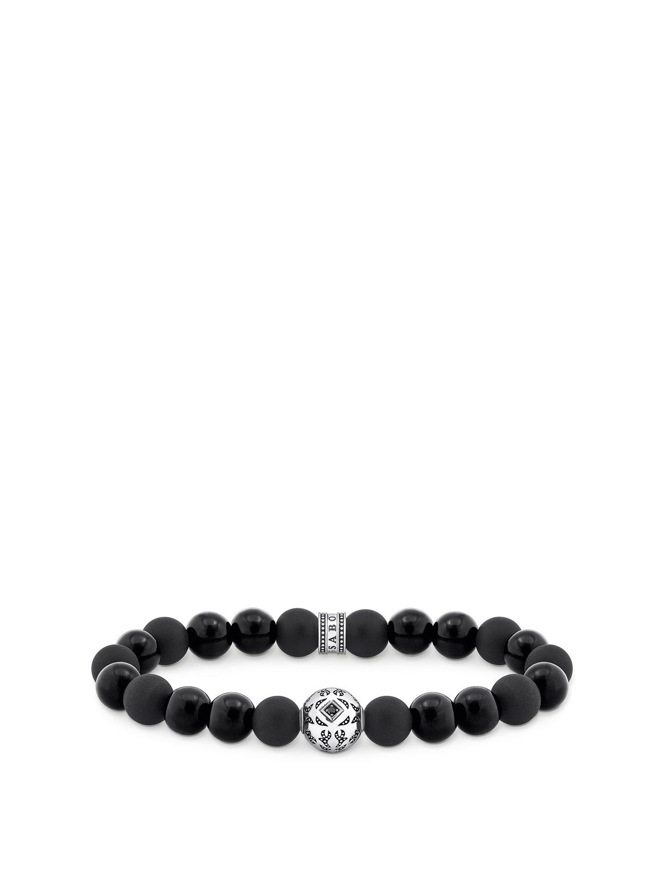 undefined Obsidian Beads Bracelet - 925 silver