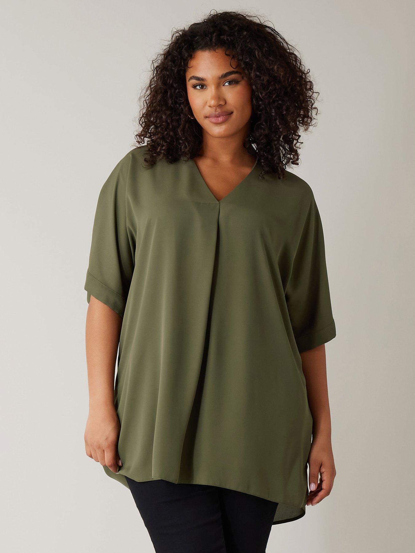  image of evans-v-neck-blouse-green