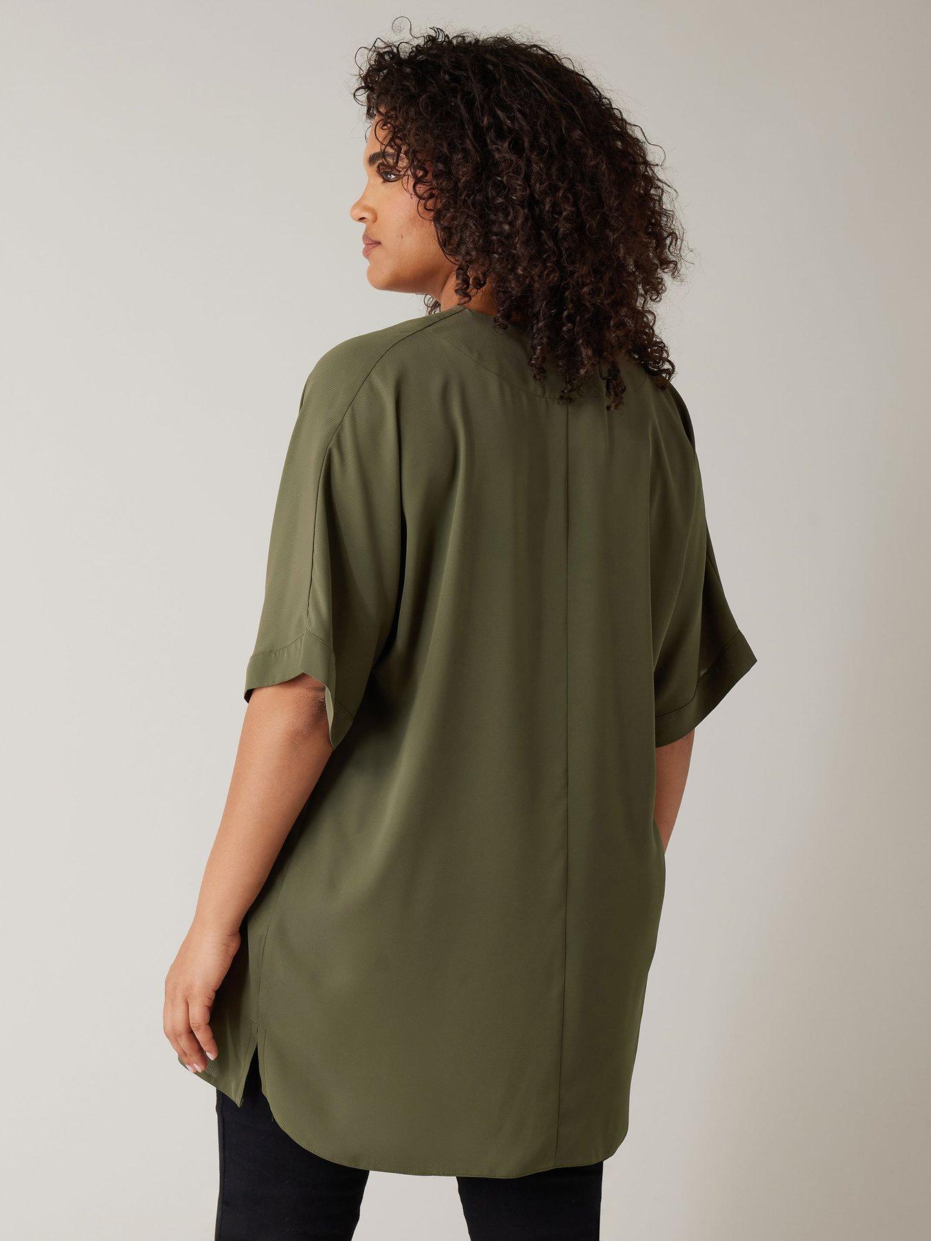  image of evans-v-neck-blouse-green