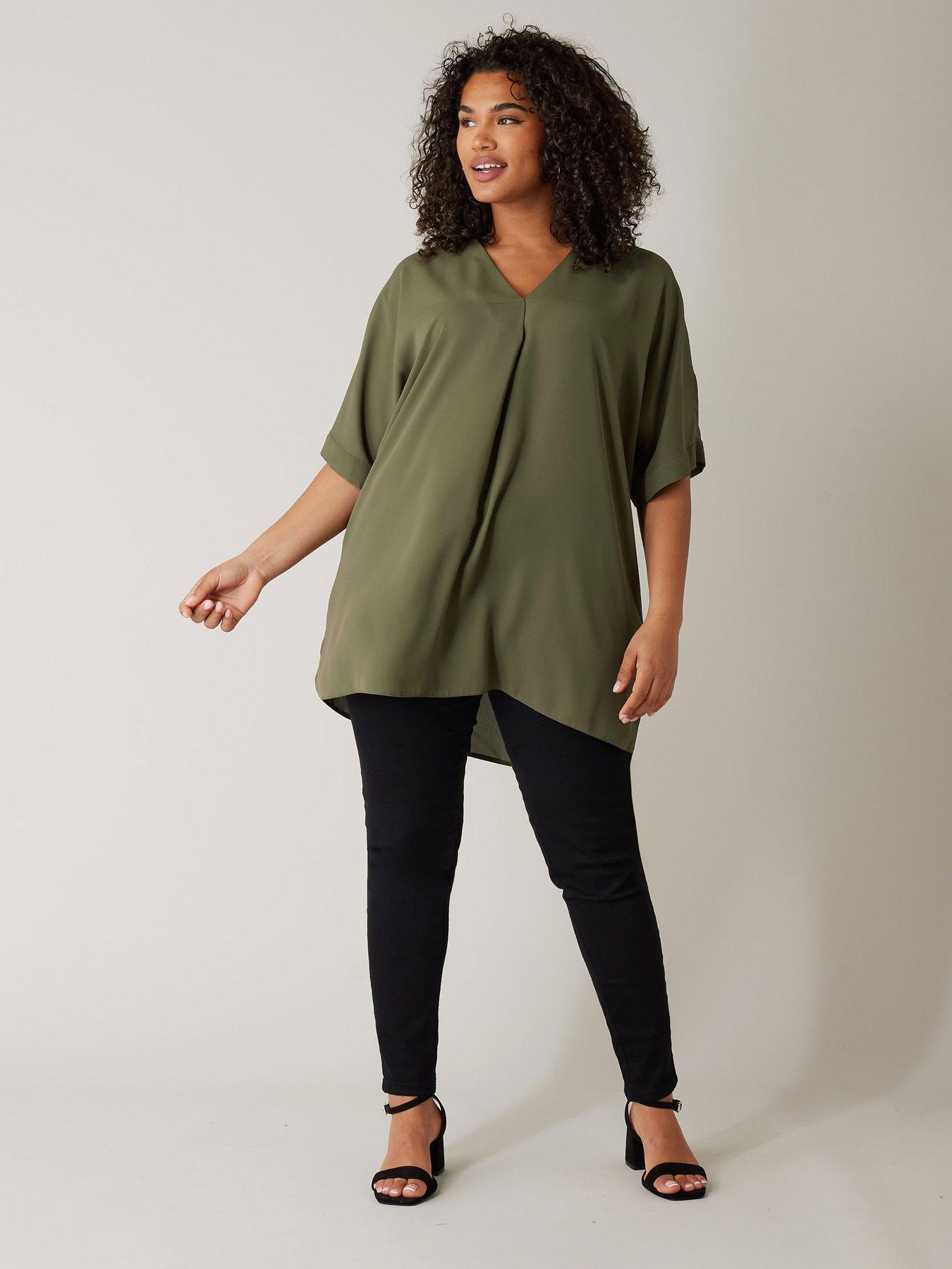  image of evans-v-neck-blouse-green