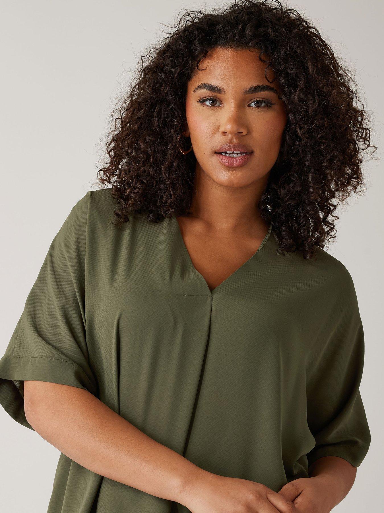  image of evans-v-neck-blouse-green