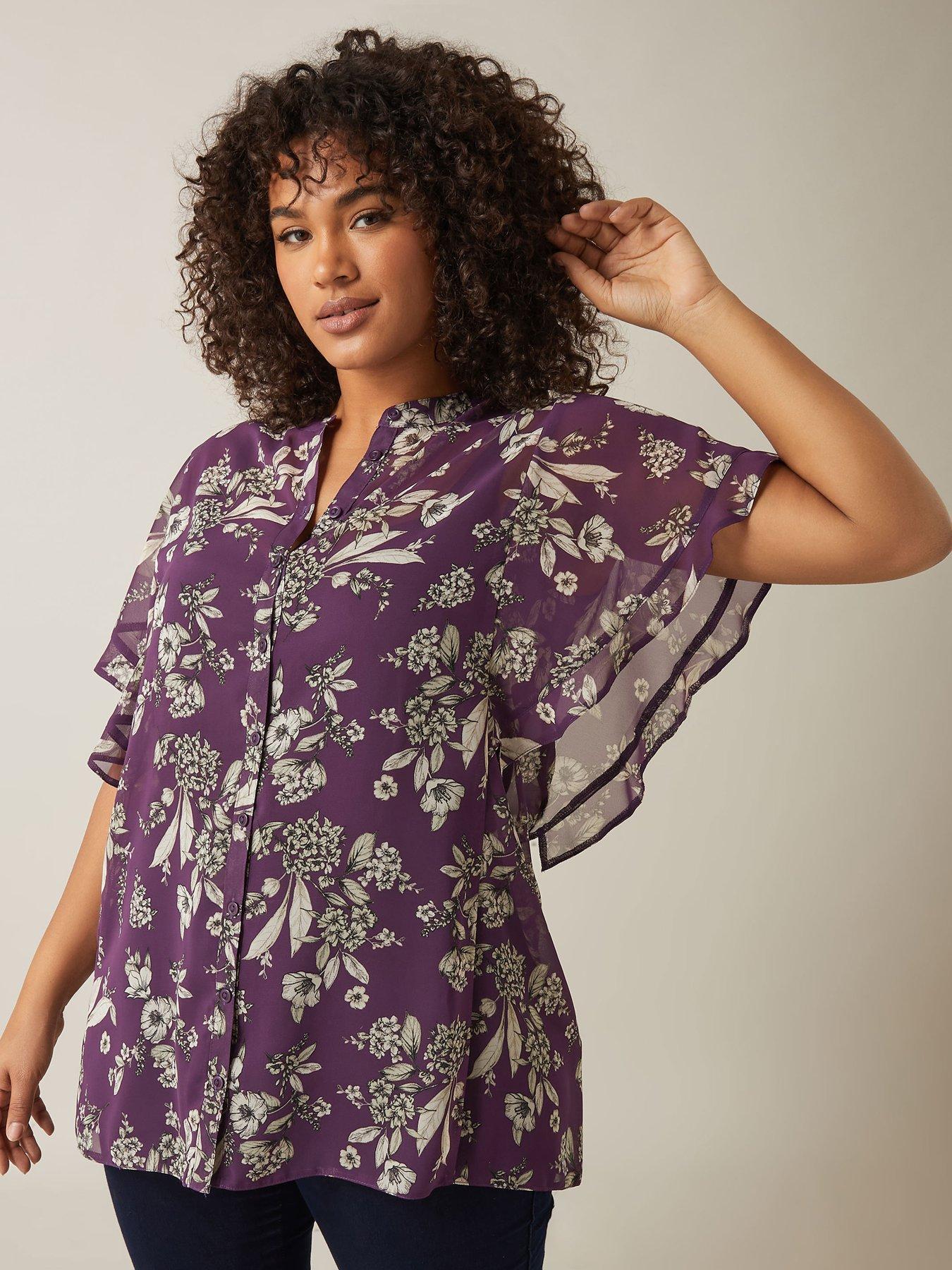 evans-frill-sleeve-shirt-blouse-purple
