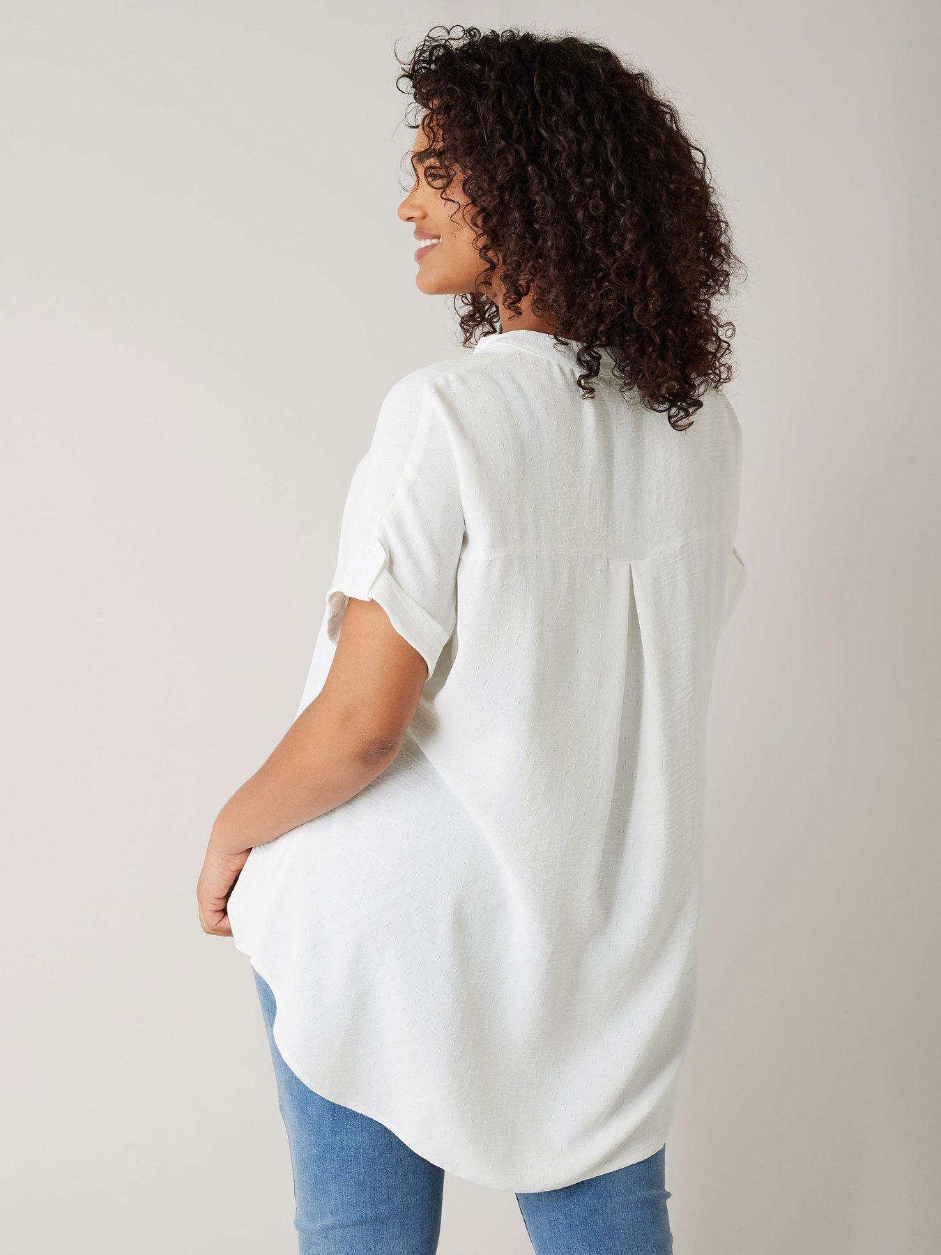  image of evans-yoke-button-thru-grown-on-sleeve-blouse