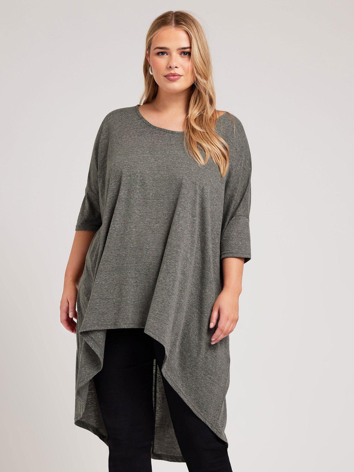 undefined Curve Long Back Batwing Tunic - Grey
