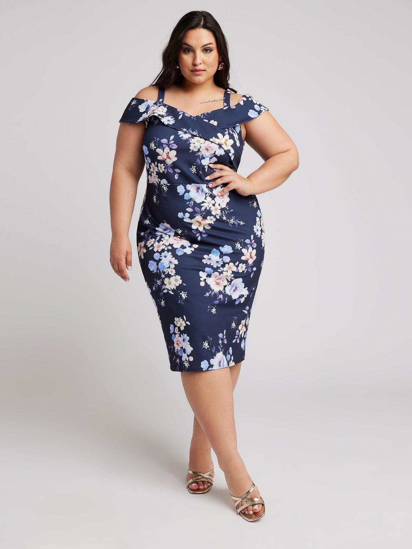 Yours Curve Floral Bardot Shift Dress littlewoods