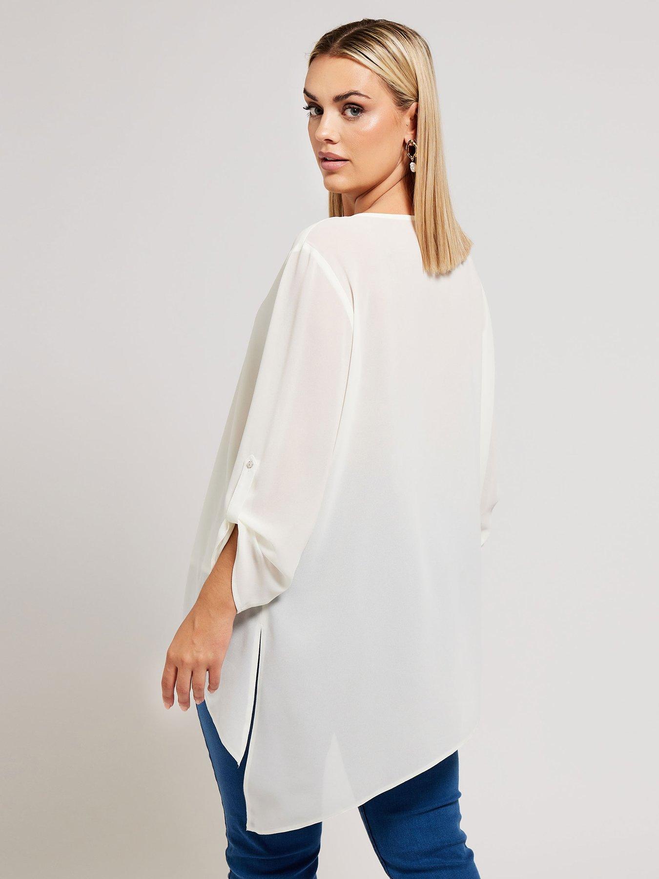  image of yours-curve-asymmetric-hem-blouse-cream