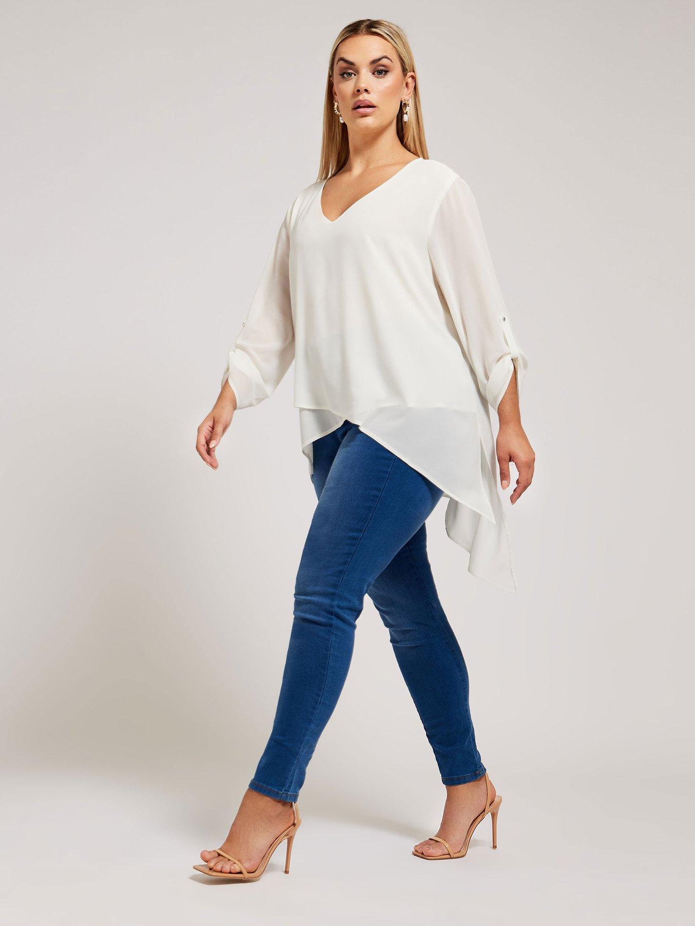  image of yours-curve-asymmetric-hem-blouse-cream
