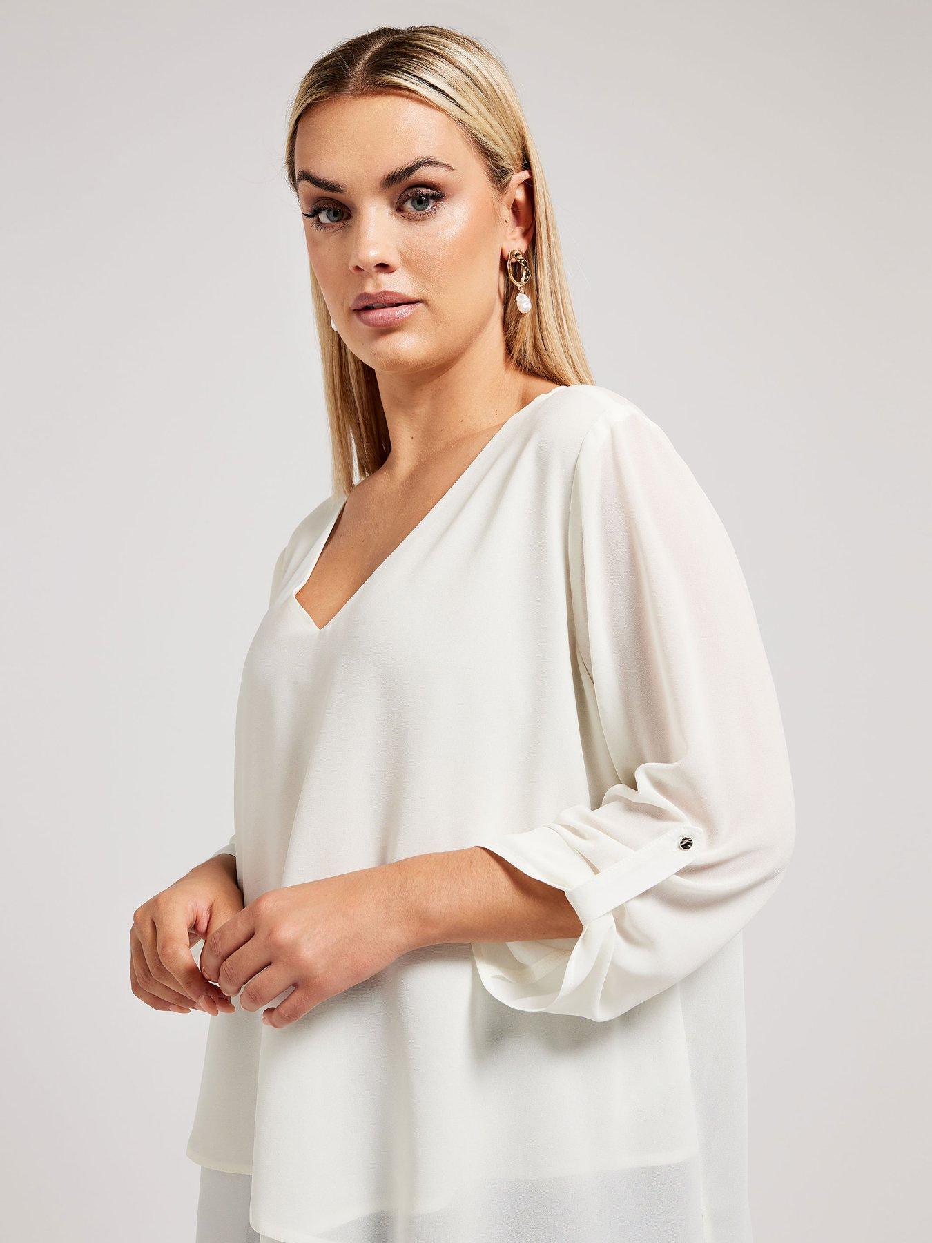  image of yours-curve-asymmetric-hem-blouse-cream