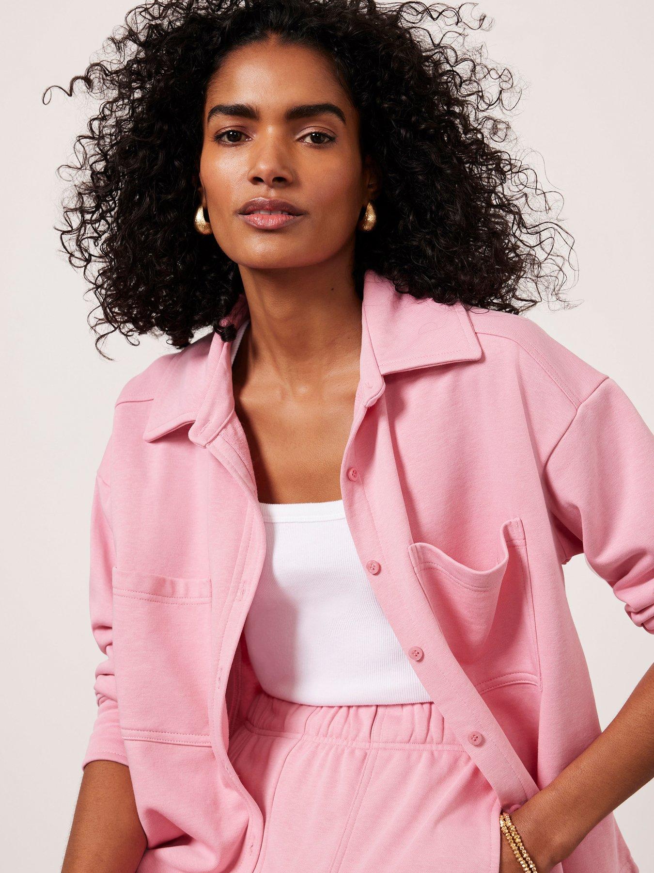 Mint Velvet Pink Button Front Sweatshirt littlewoods