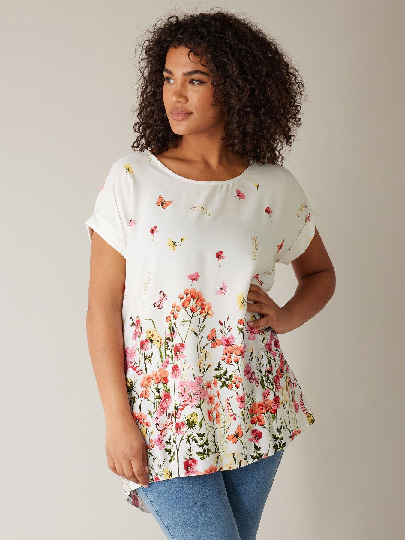 evans-round-neck-short-sleeve-blouse-border-white