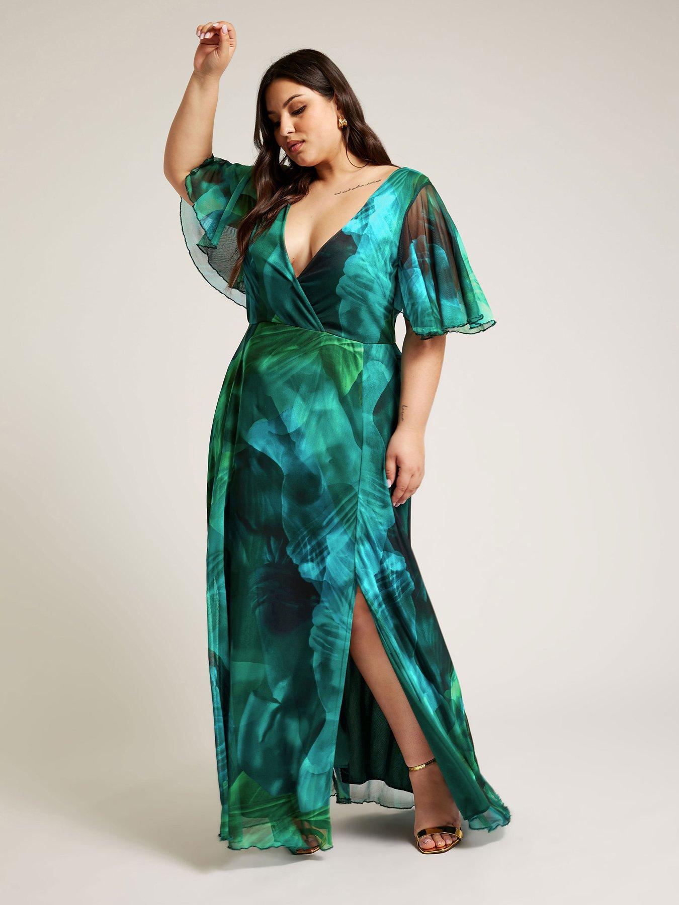 My angel navy blue embroidered long sleeve wrap maxi dress hotsell