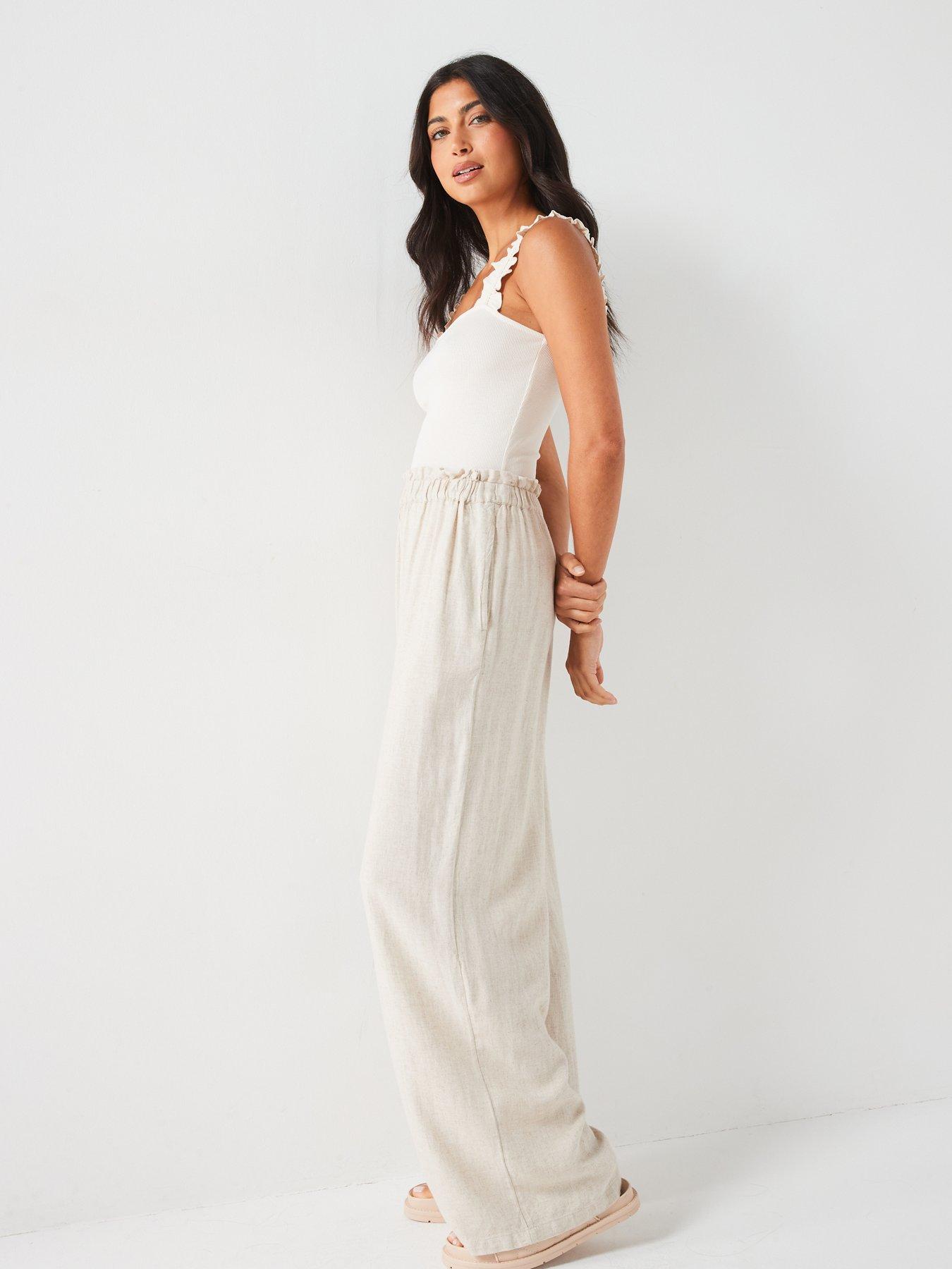  image of v-by-very-ruffle-sleeve-rib-vest-cream