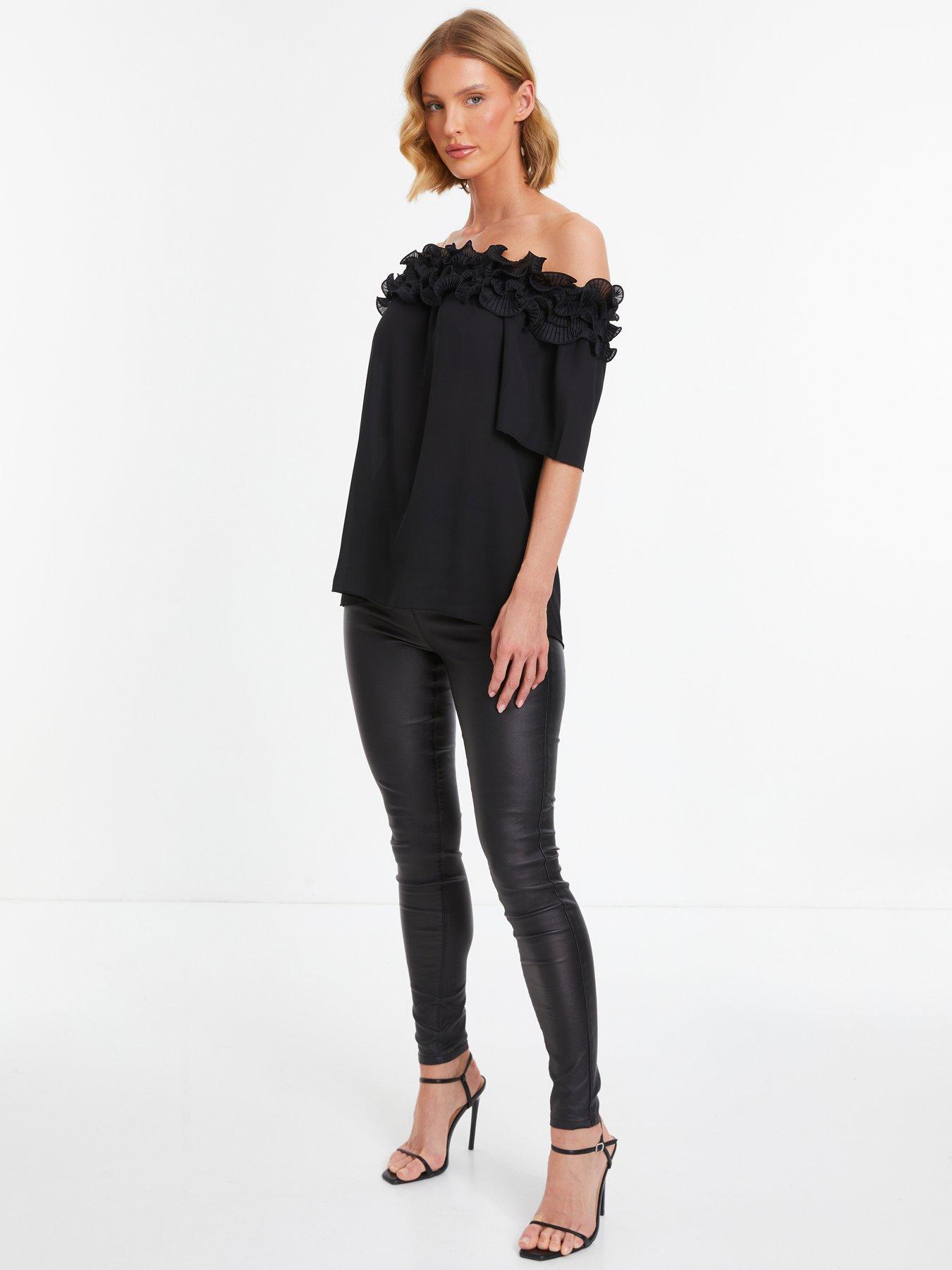 Quiz black store bardot top