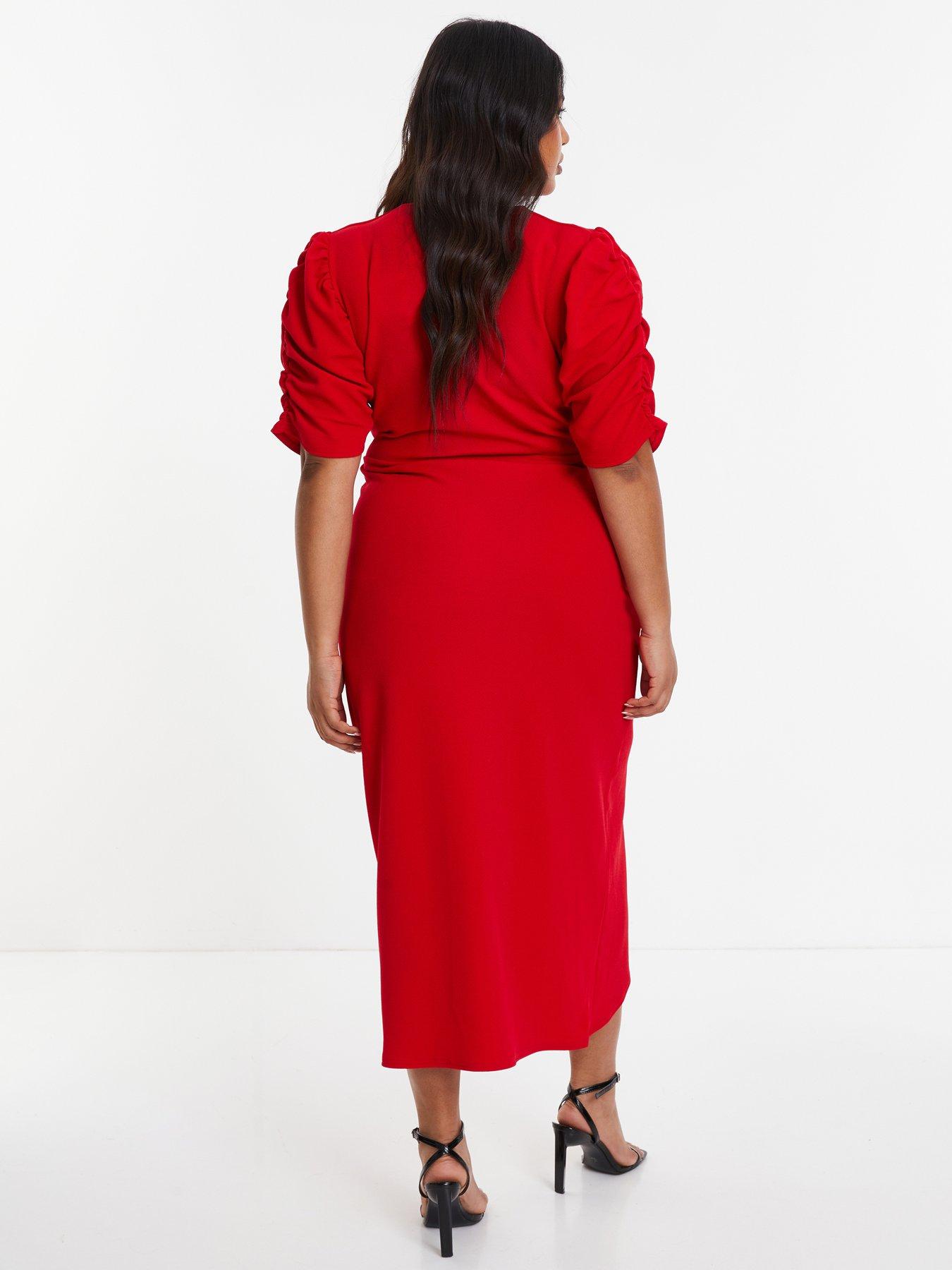 Quiz curve red on sale dress